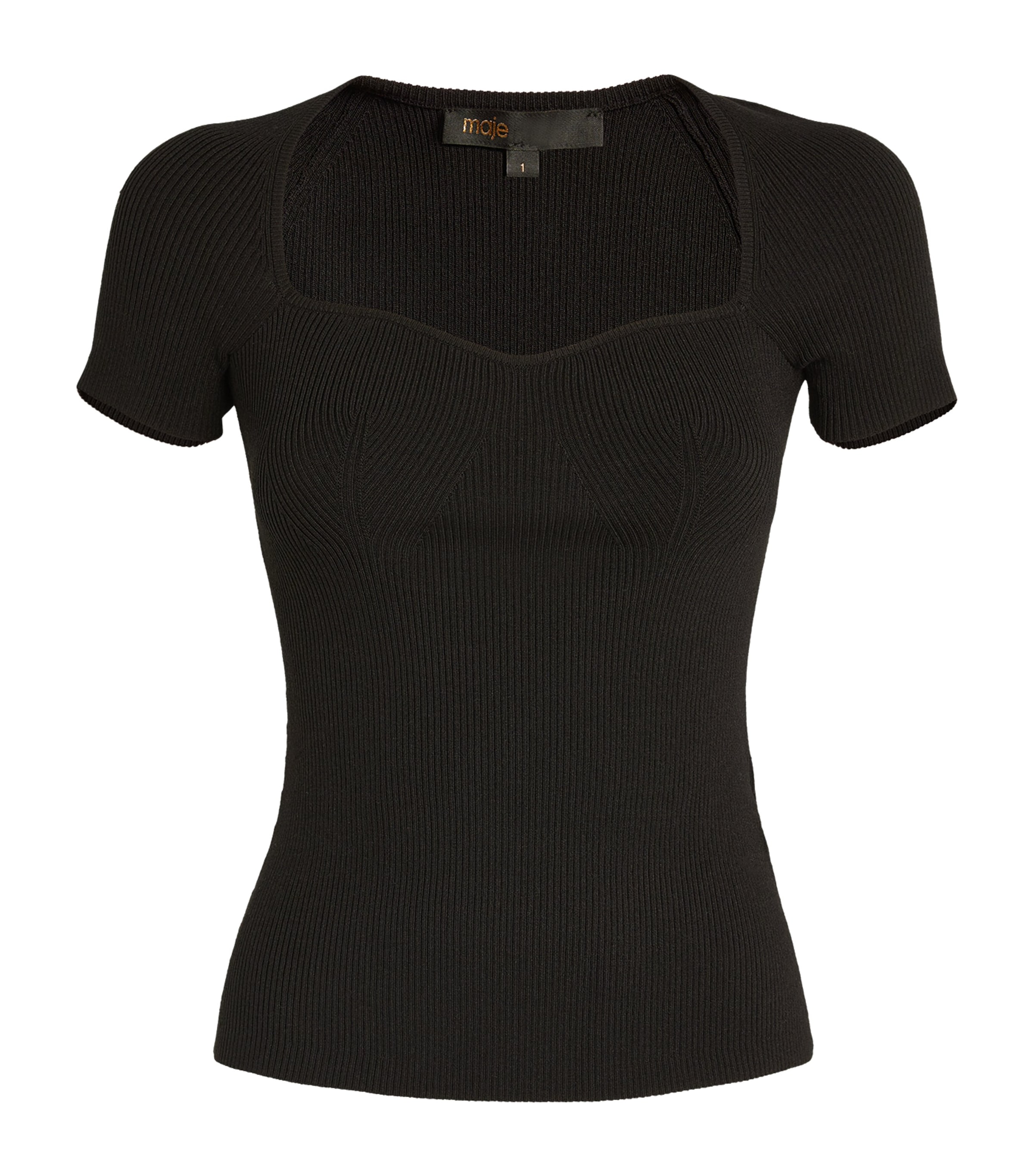 Short-Sleeve Ribbed Top BLACK Image 1