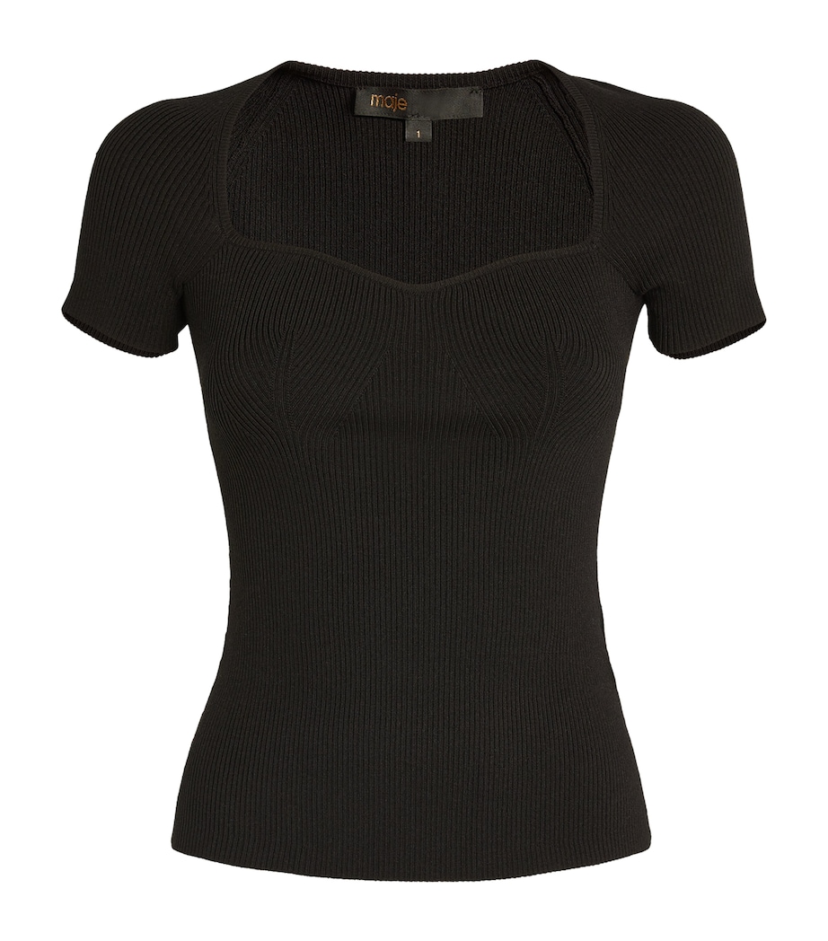 Short-Sleeve Ribbed Top BLACK Image 1