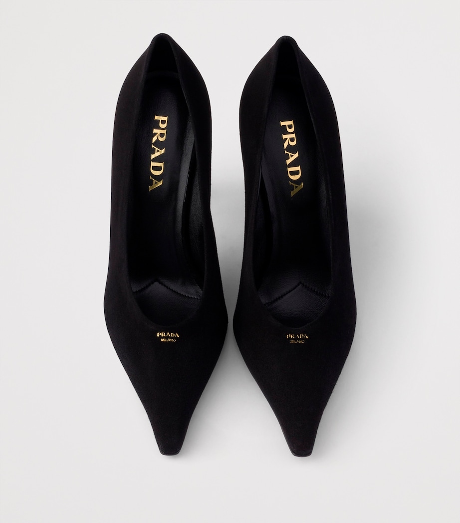 Prada Suede Logo Pumps 90 Black Image 3