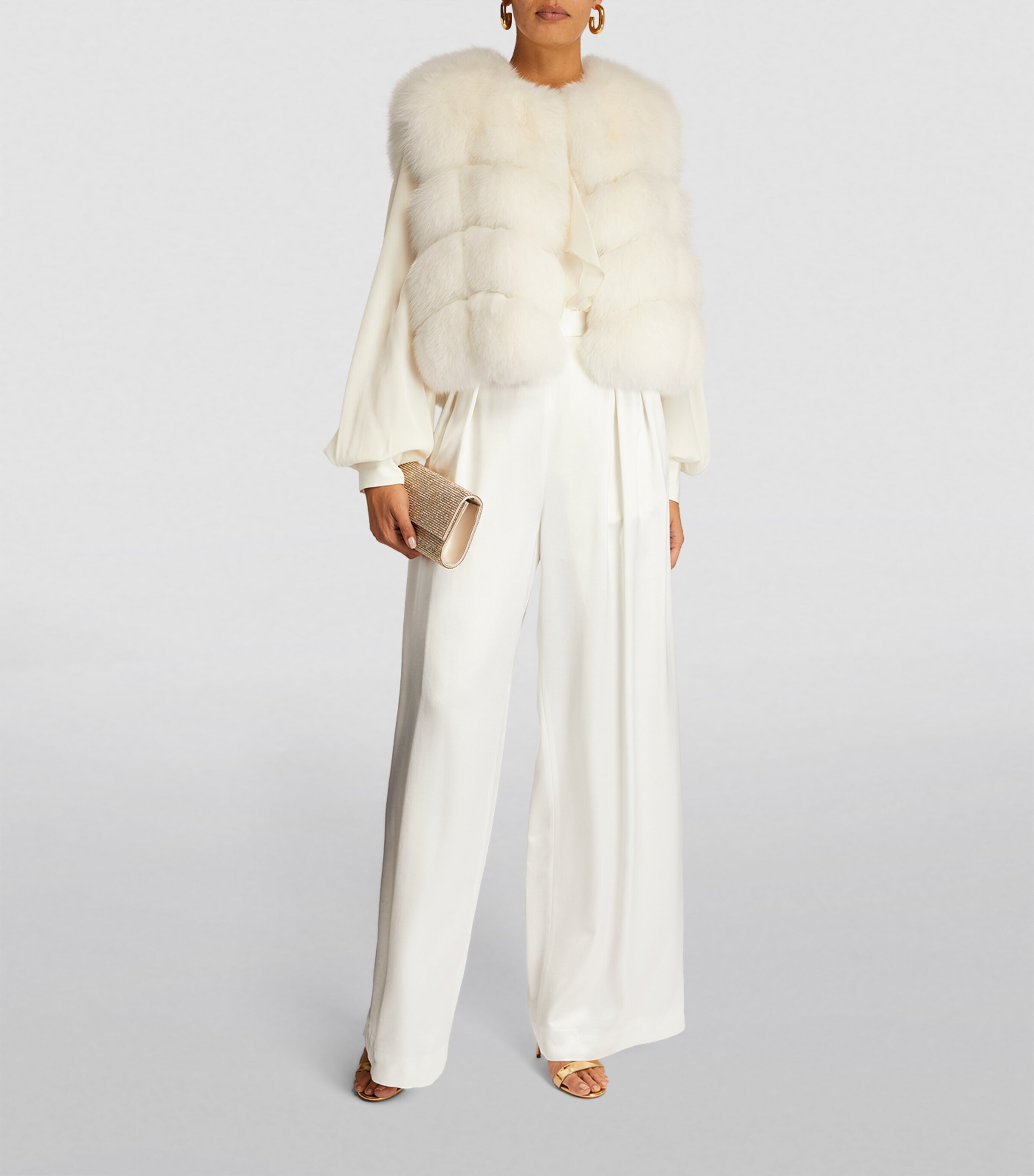 Yves Salomon White Fox Fur Gilet | Harrods UK