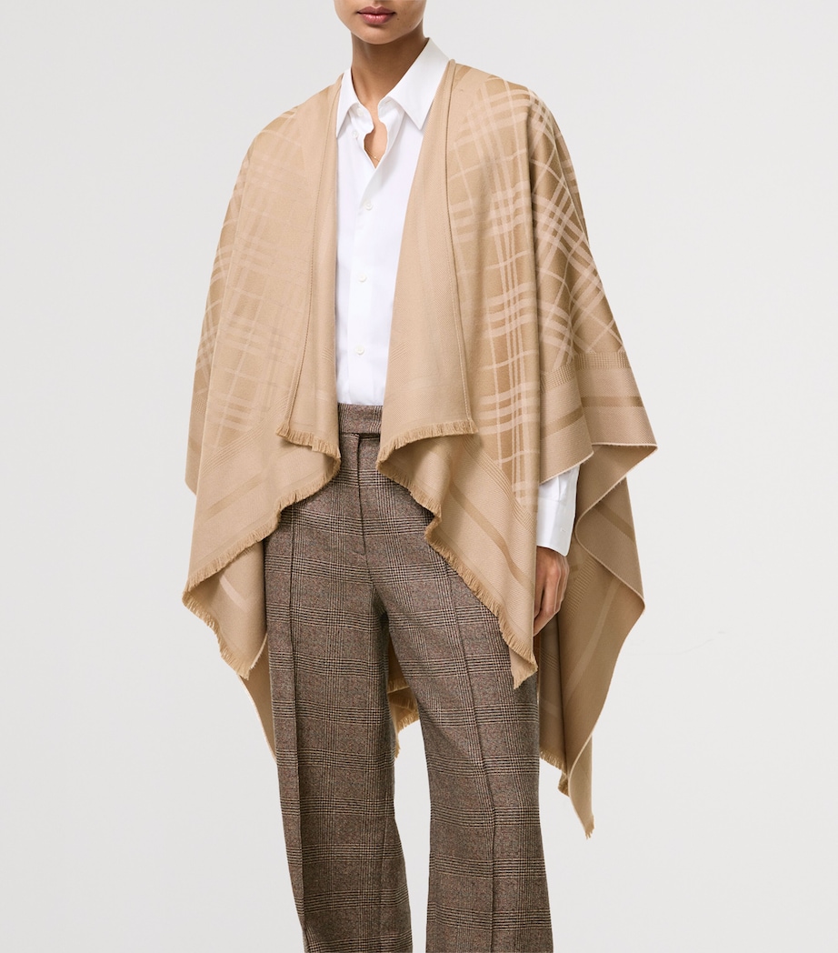 Burberry Wool-Cashmere Check Cape Finch Beige Image 2