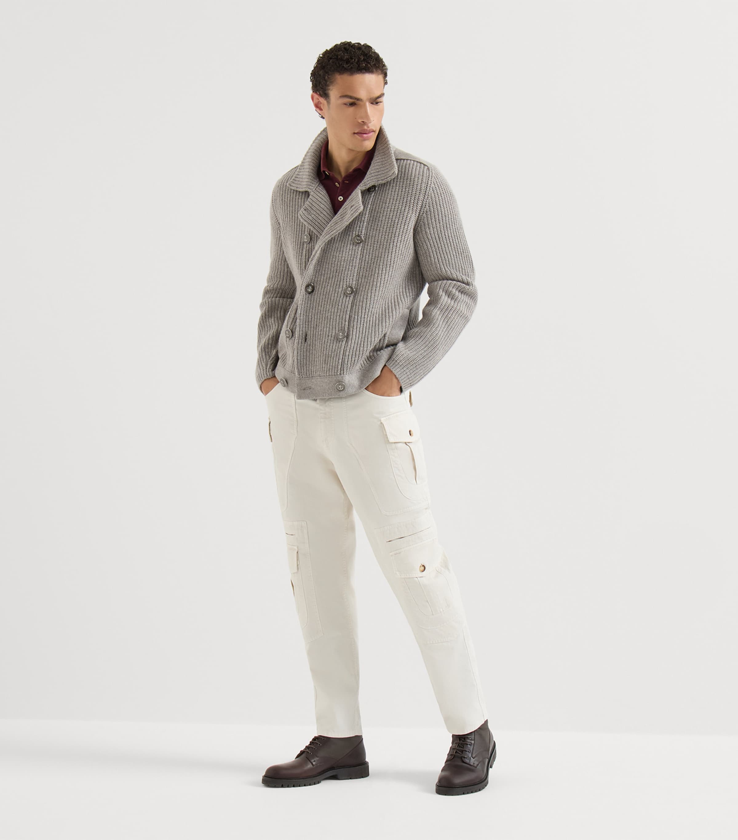 Brunello Cucinelli Mens Cotton Piqué Logo Polo Shirt Image 2