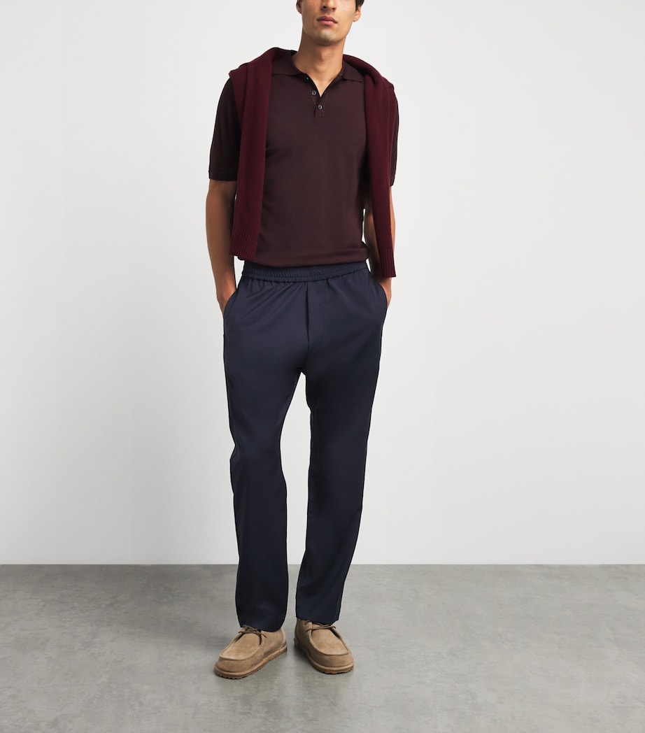 Barena Mens Virgin Wool Elasticated Trousers Navy Image 2