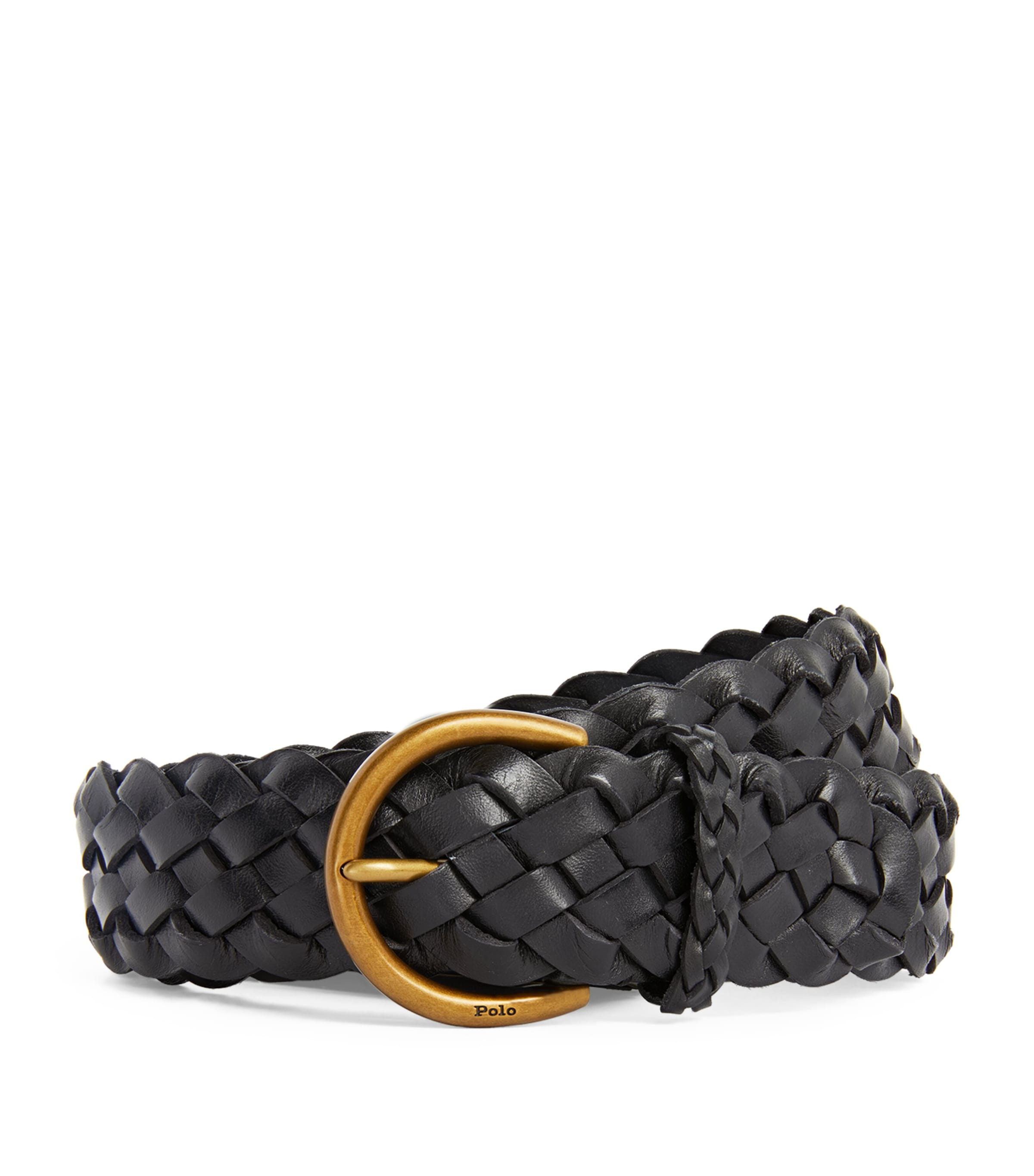 Polo Ralph Lauren Leather Braided Belt In Black