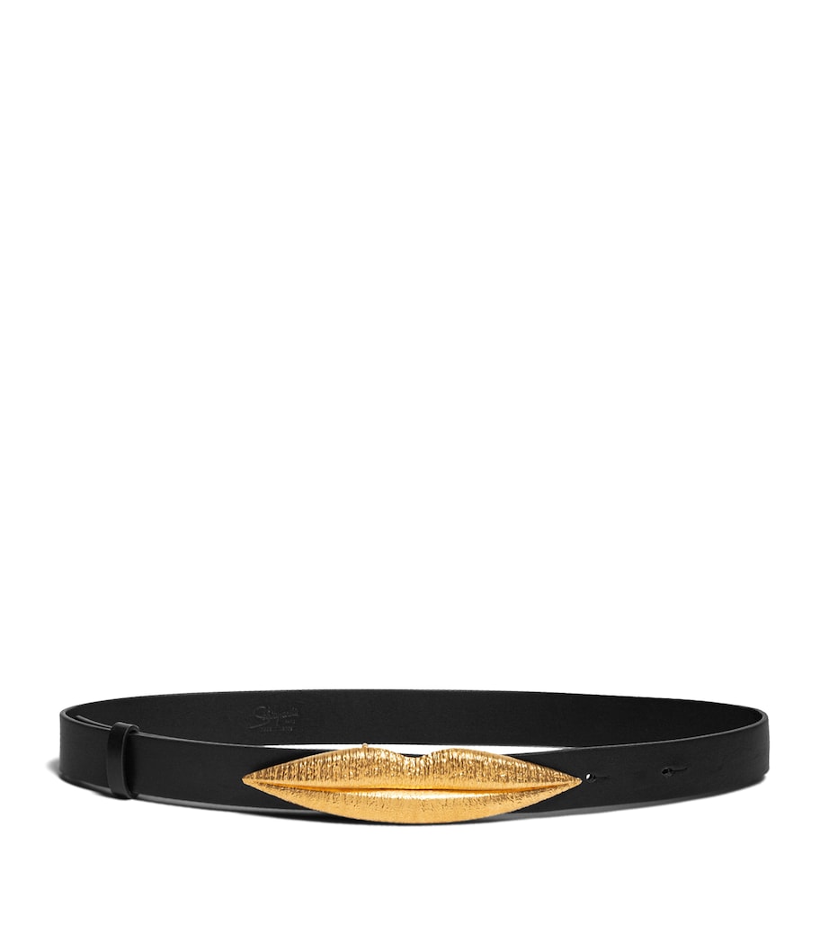 Calf Leather Mouth-Detail Belt 999BLACK Image 1