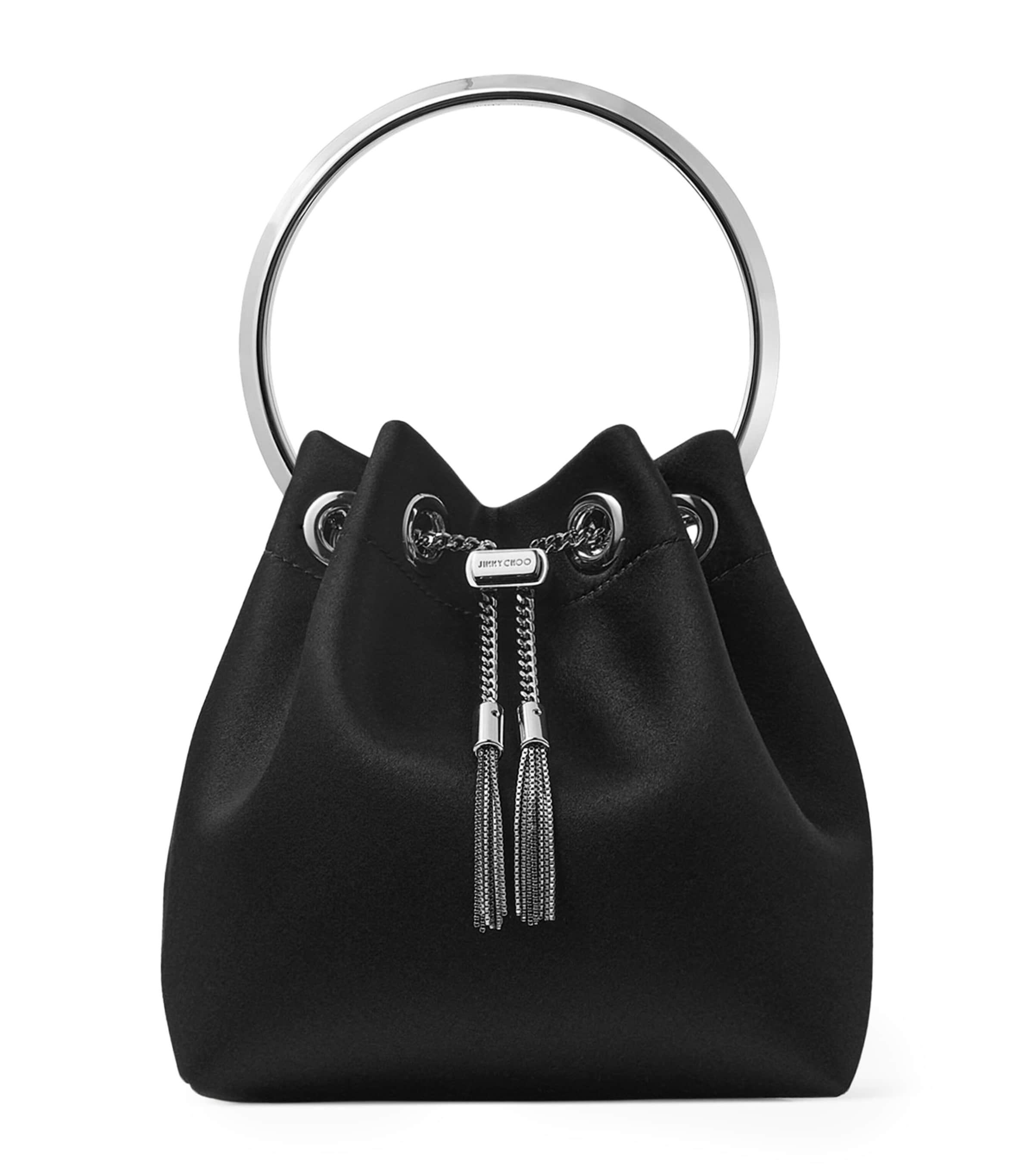 Jimmy Choo Bon Bon Satin Top-handle Bag In Black