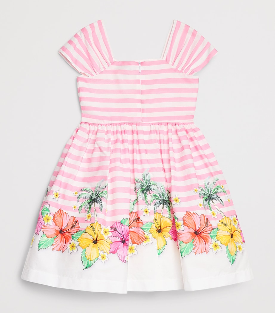 Monnalisa Cotton Poplin Hibiscus Dress (2-12 Years) Bianco+fuxia Image 2