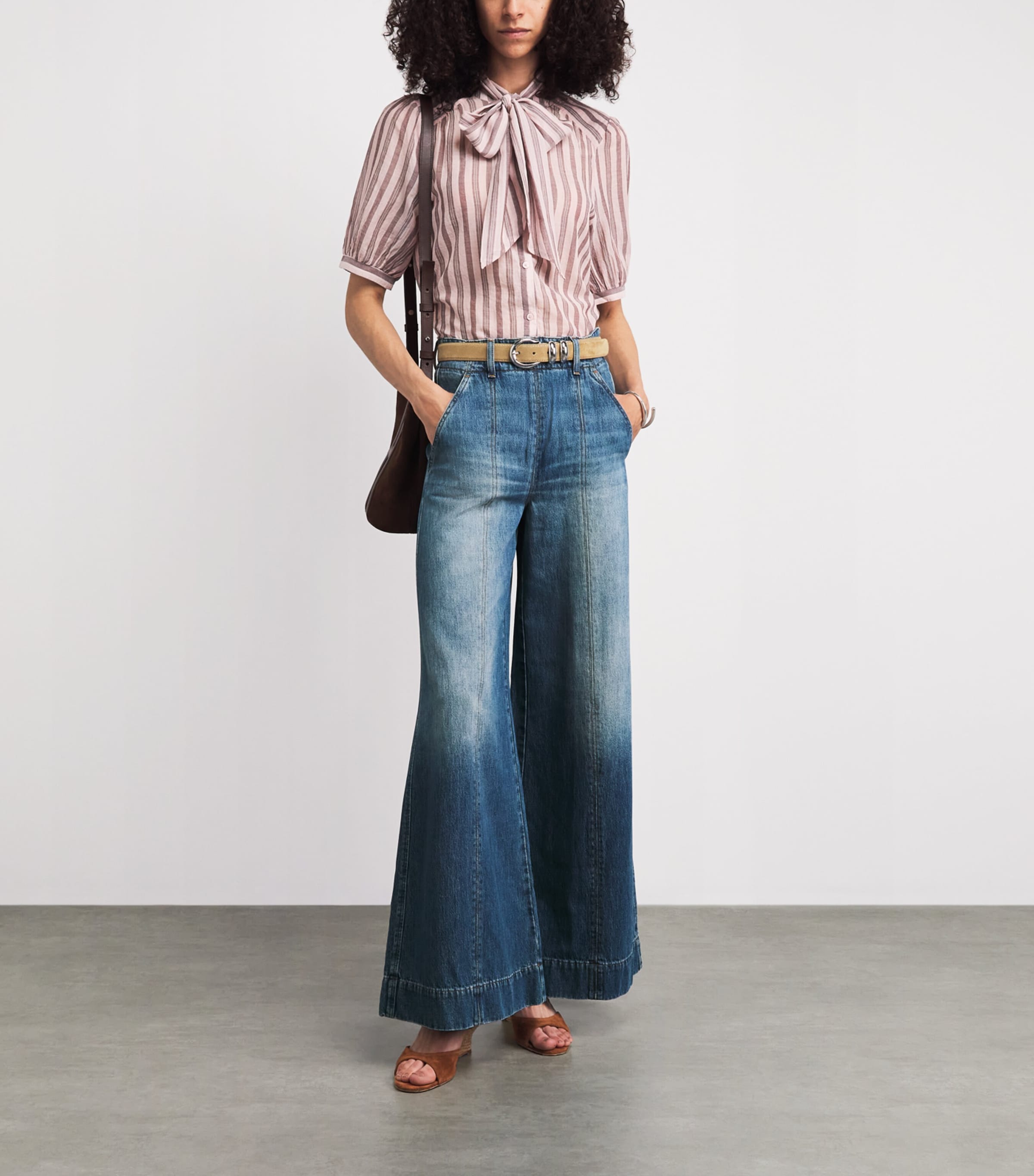 ME+EM Womens Wide-Leg Jeans Mid Blue Wash Image 2