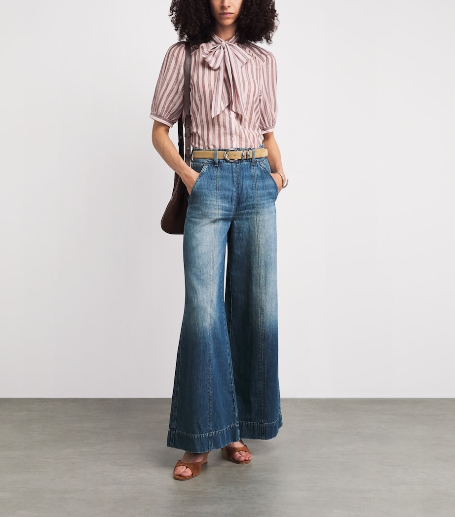 ME+EM Womens Wide-Leg Jeans Mid Blue Wash Image 2