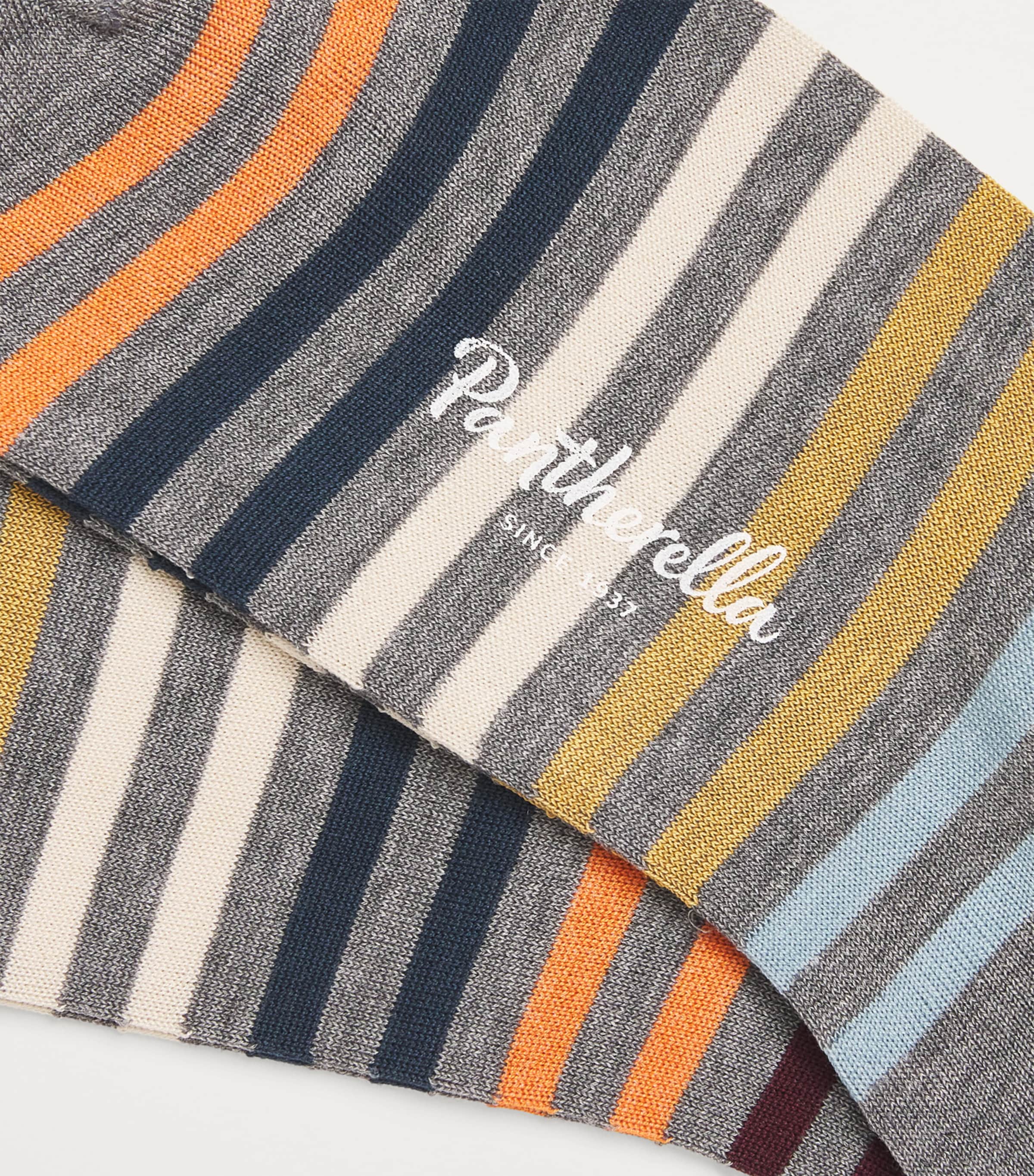 Cotton-Blend Striped Kilburn Socks MID GREY MIX 17 Image 2