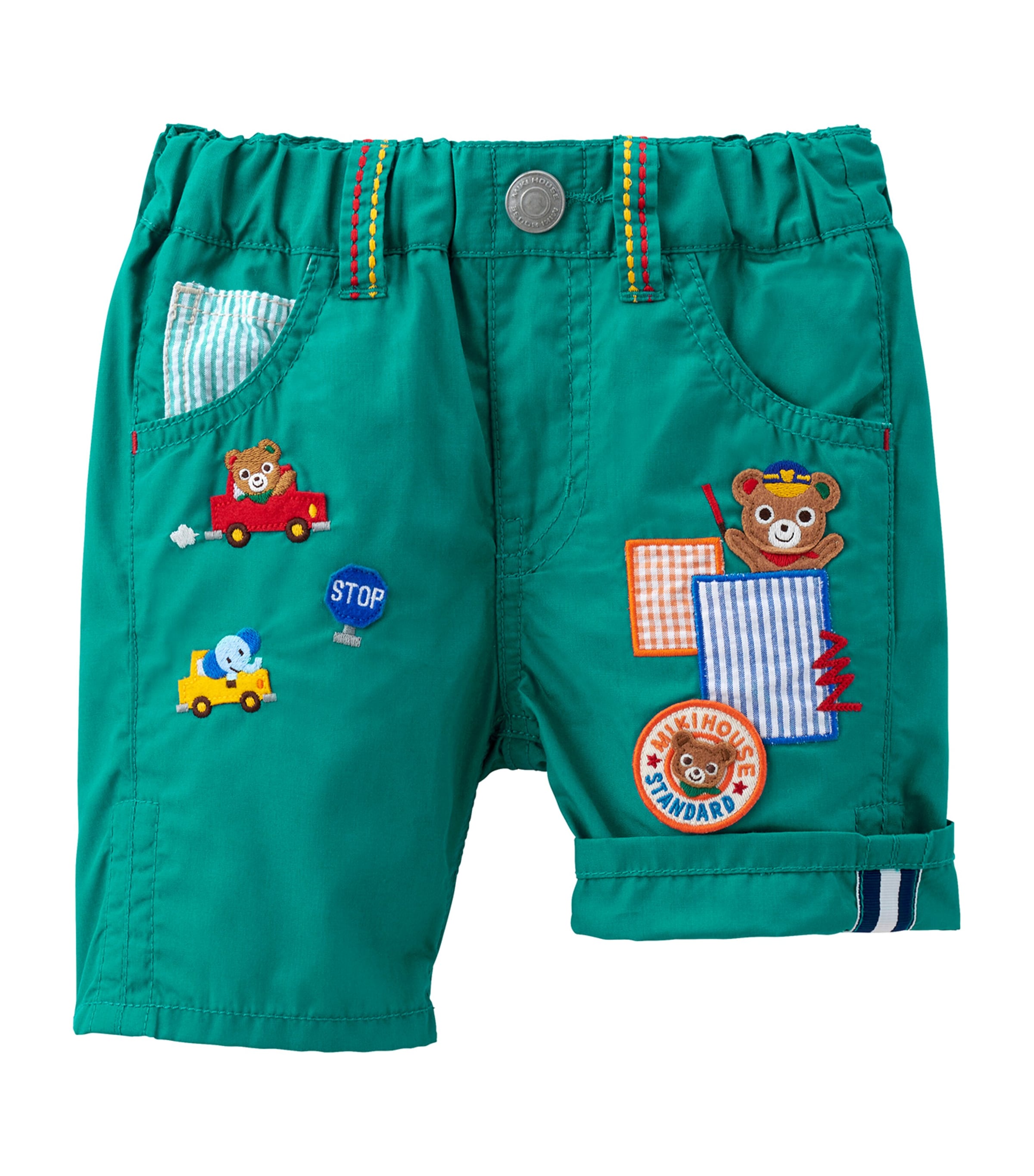 Miki House Kids' Appliquéd Shorts In Green