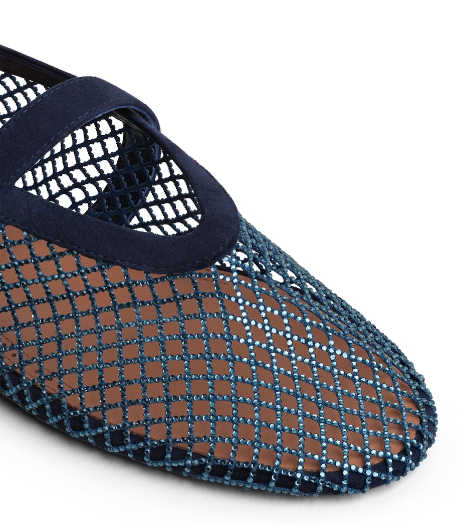 Alaïa Beaded Mesh Ballet Flats Midnight Blue Image 4