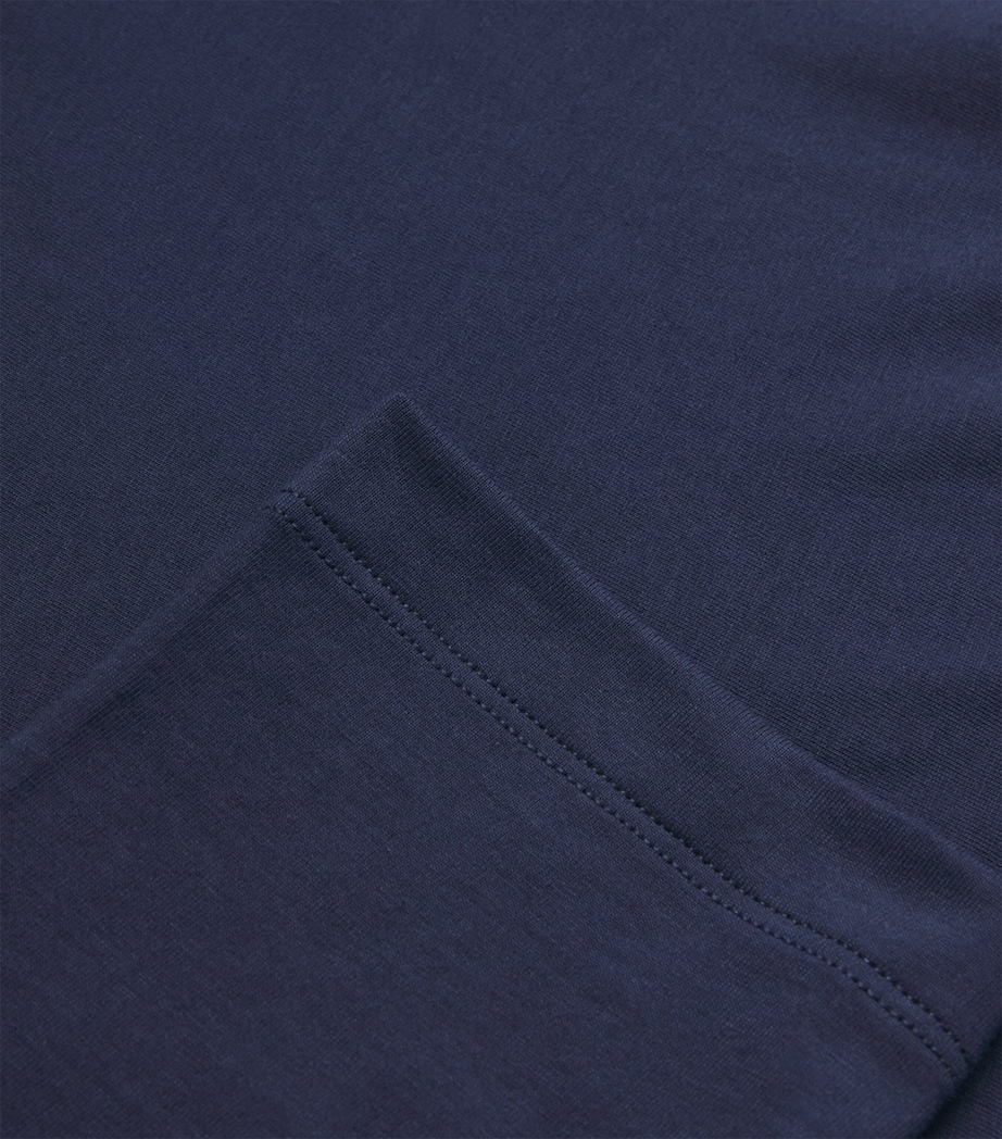 Hanro Mens Cotton Living Long-Sleeve T-Shirt Deep Navy Image 5