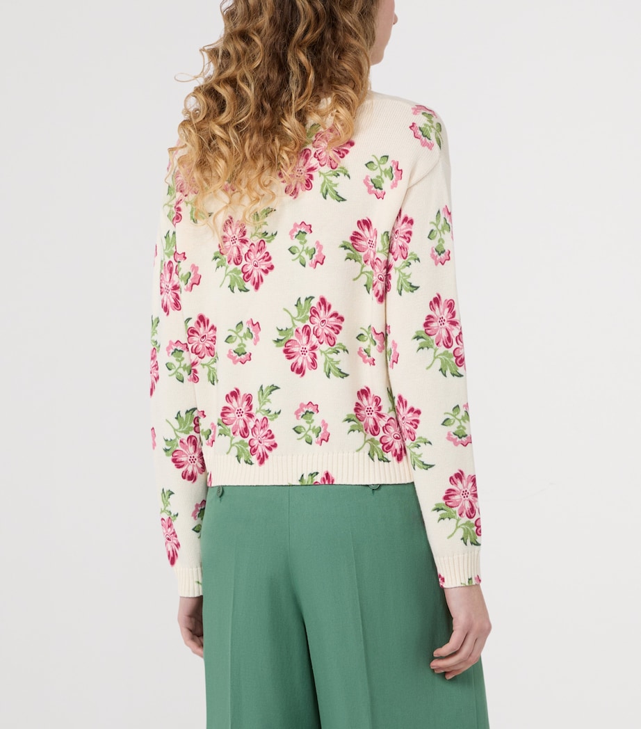 Weekend Max Mara Womens Cotton Floral Sweater Ecru Image 3