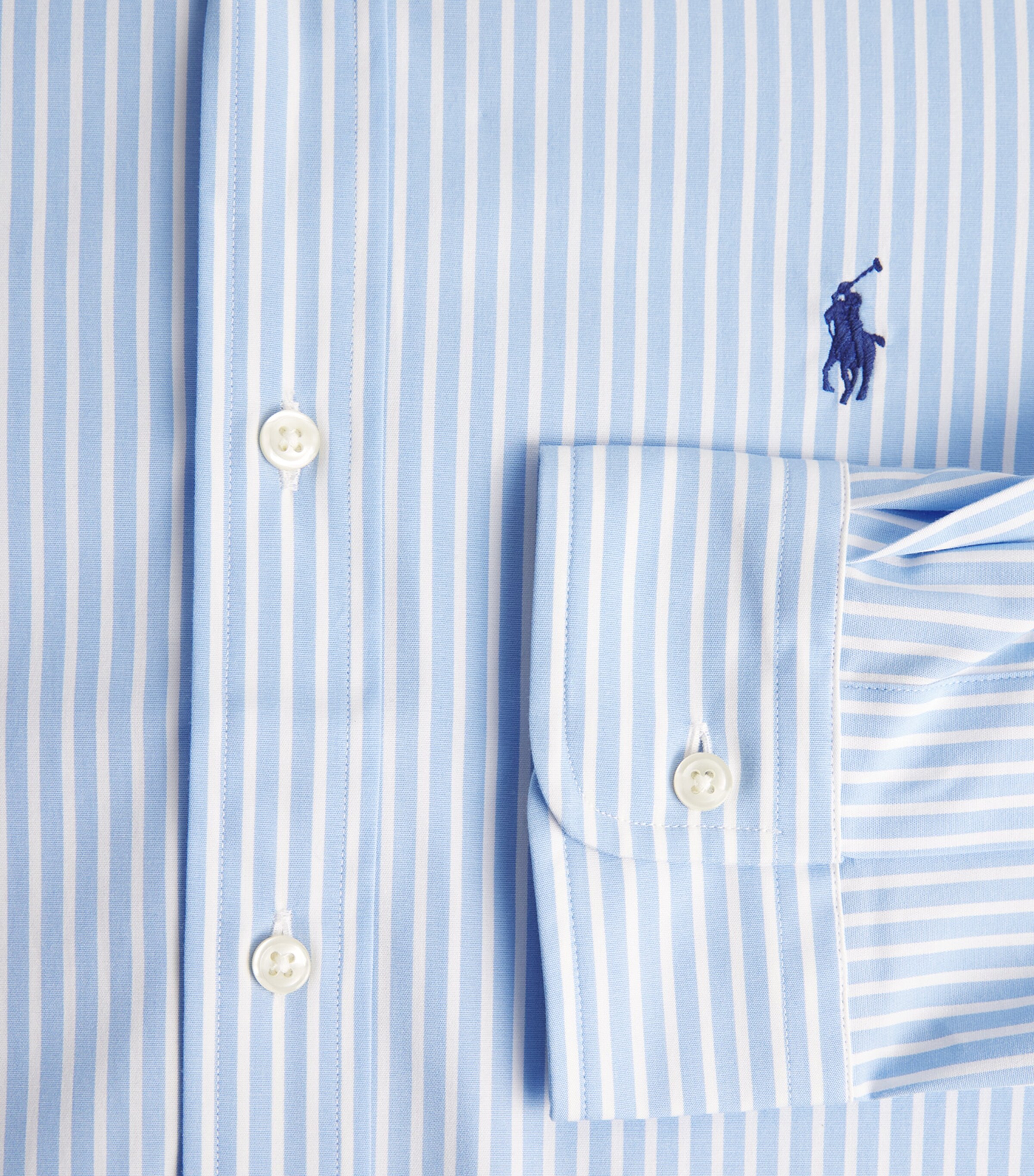 Stretch-Cotton Poplin Stripe Shirt BLUE WHITE Image 5
