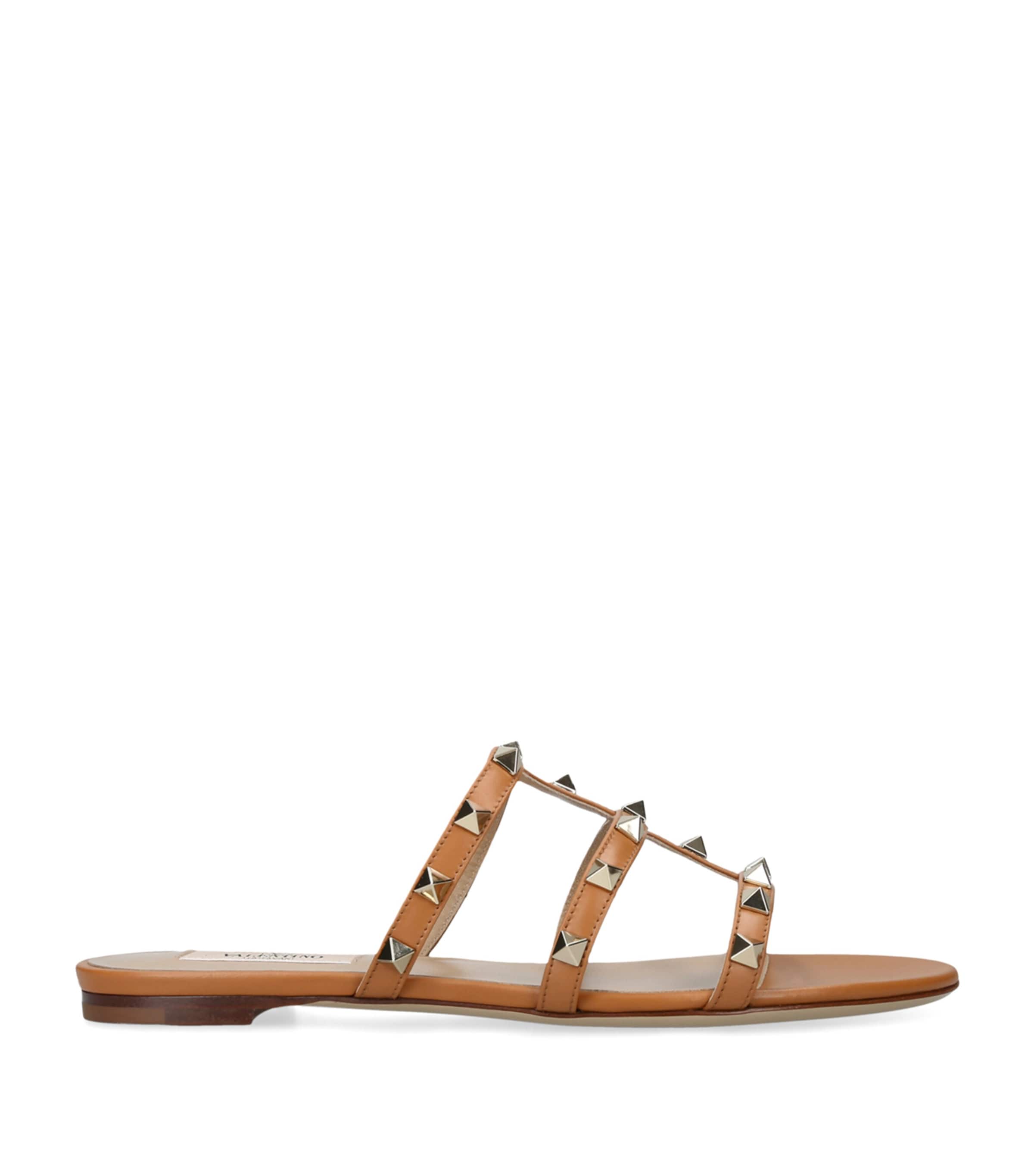 Leather Rockstud Sandals BROWN Image 1