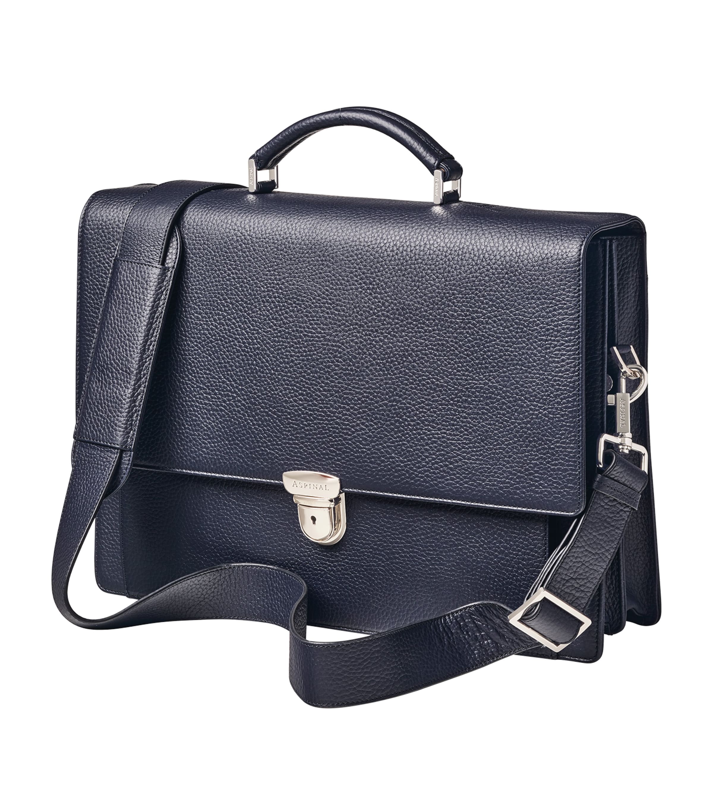 Leather City Laptop Briefcase NAVY Image 3