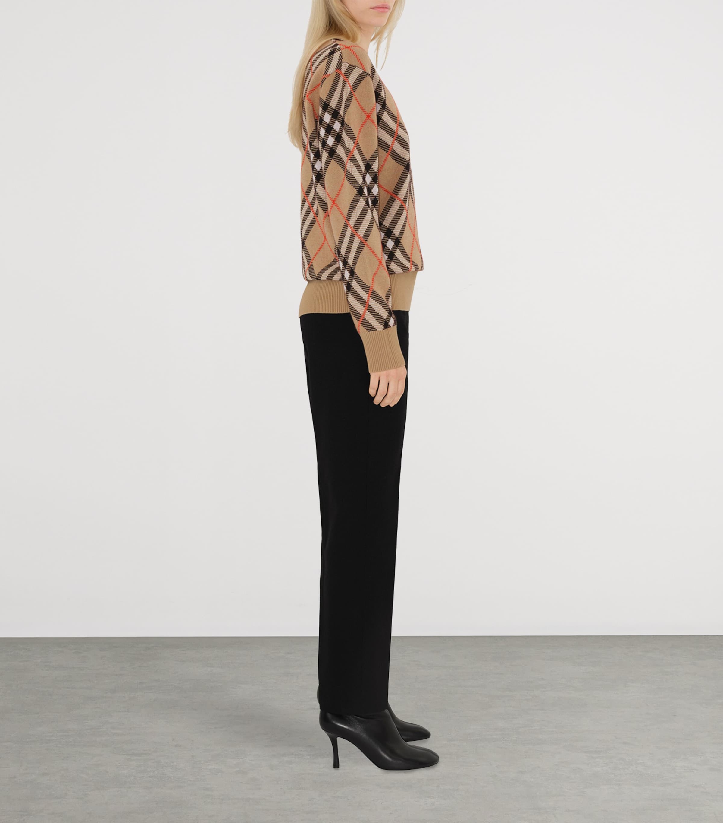 Wool-Mohair Check Cardigan SAND IP CHECK Image 3