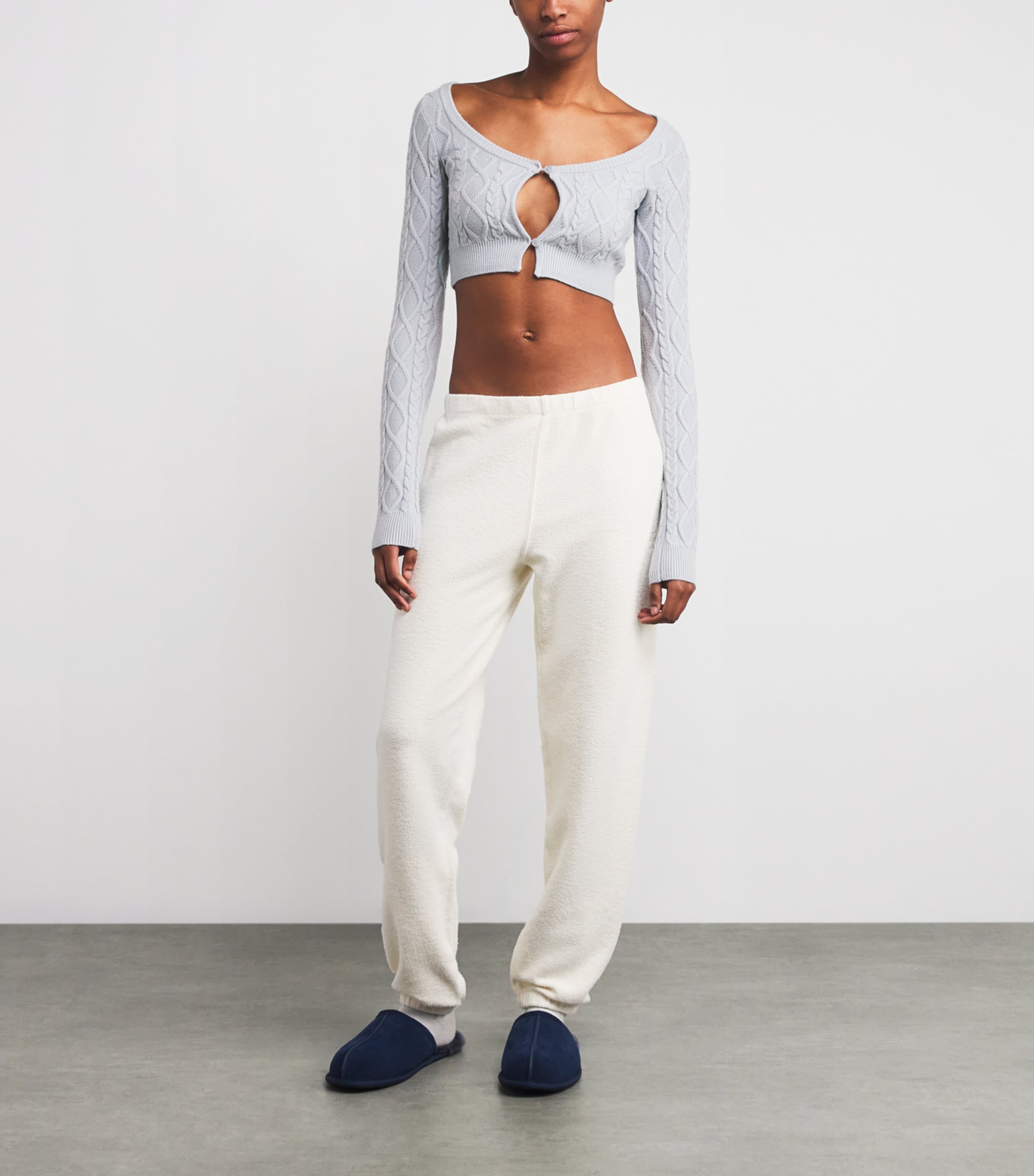 Cable-Knit Snow Bunny Cropped Cardigan ZEN BLUE Image 2