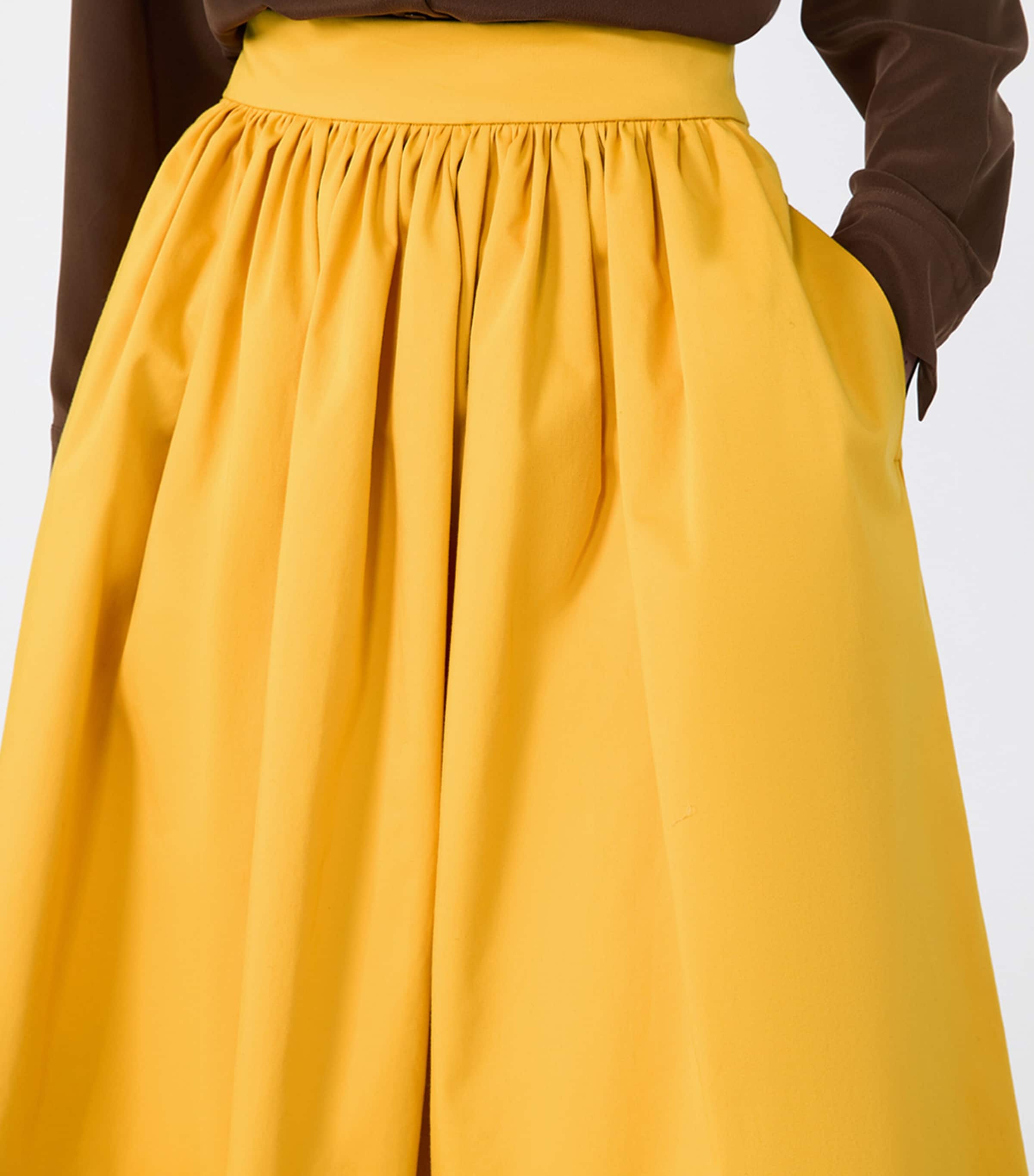 Weekend Max Mara Womens Stretch-Cotton Midi Skirt Yellow Image 5