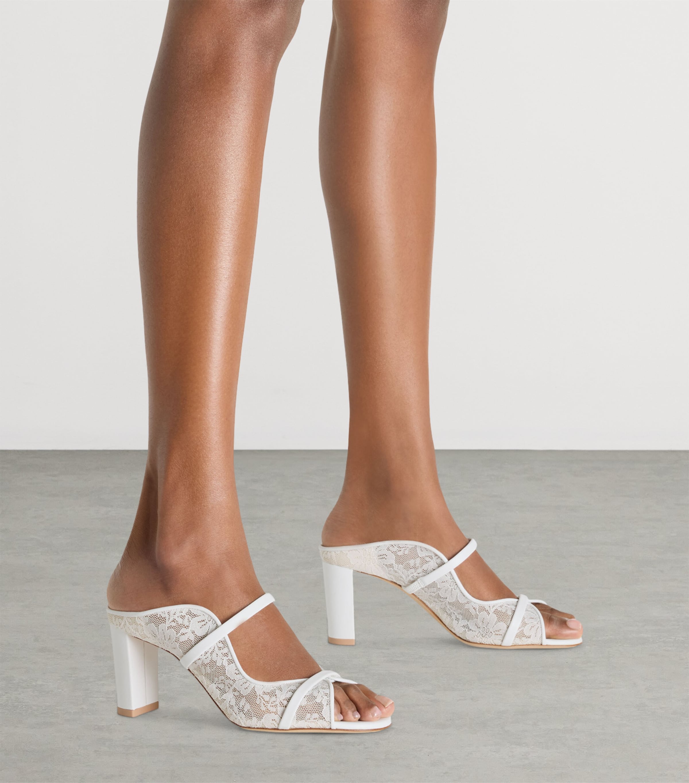 Malone Souliers Lace Norah Heeled Sandals 70 White Image 2