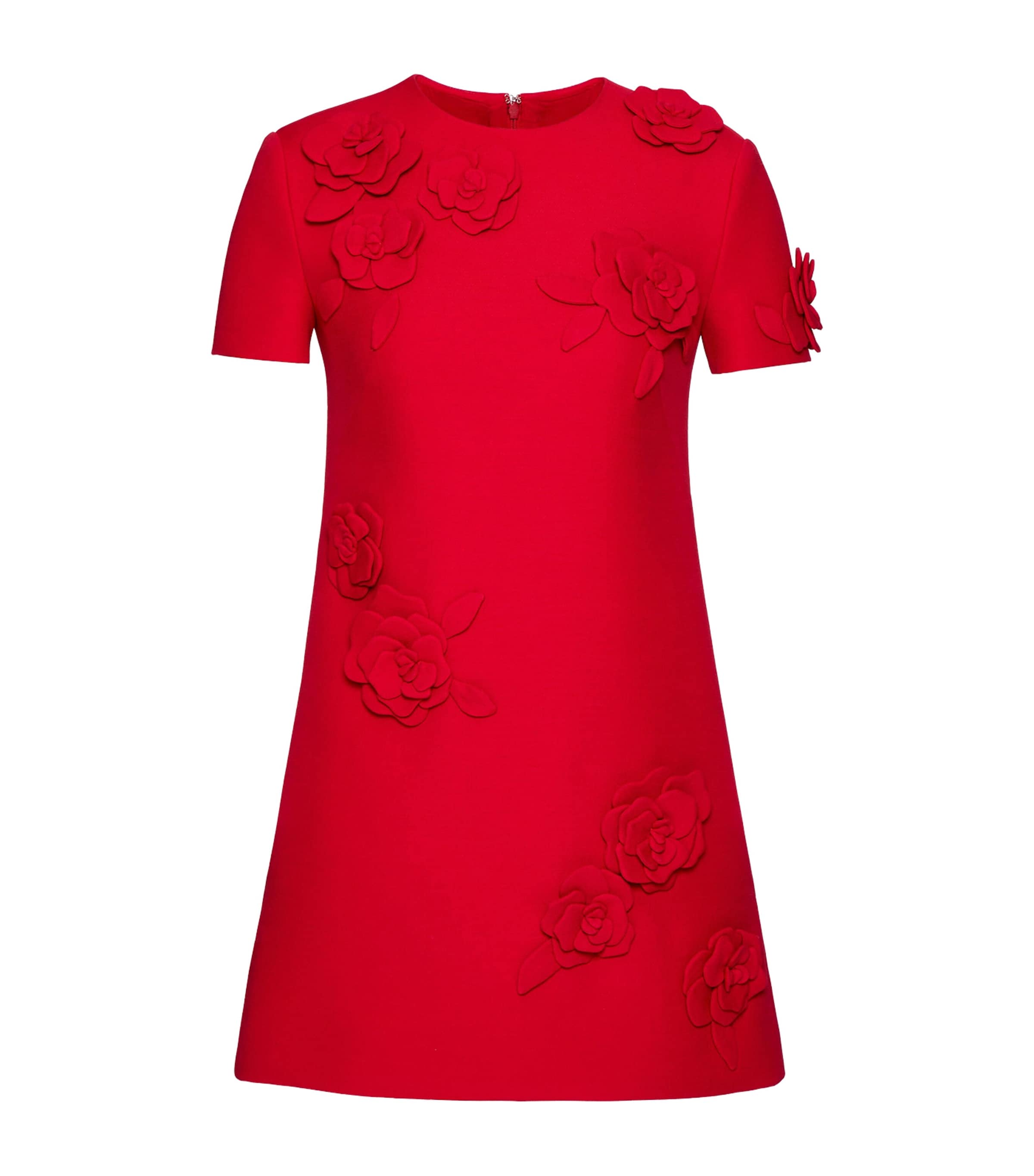 Shop Valentino Rose-appliqué Mini Dress In Red