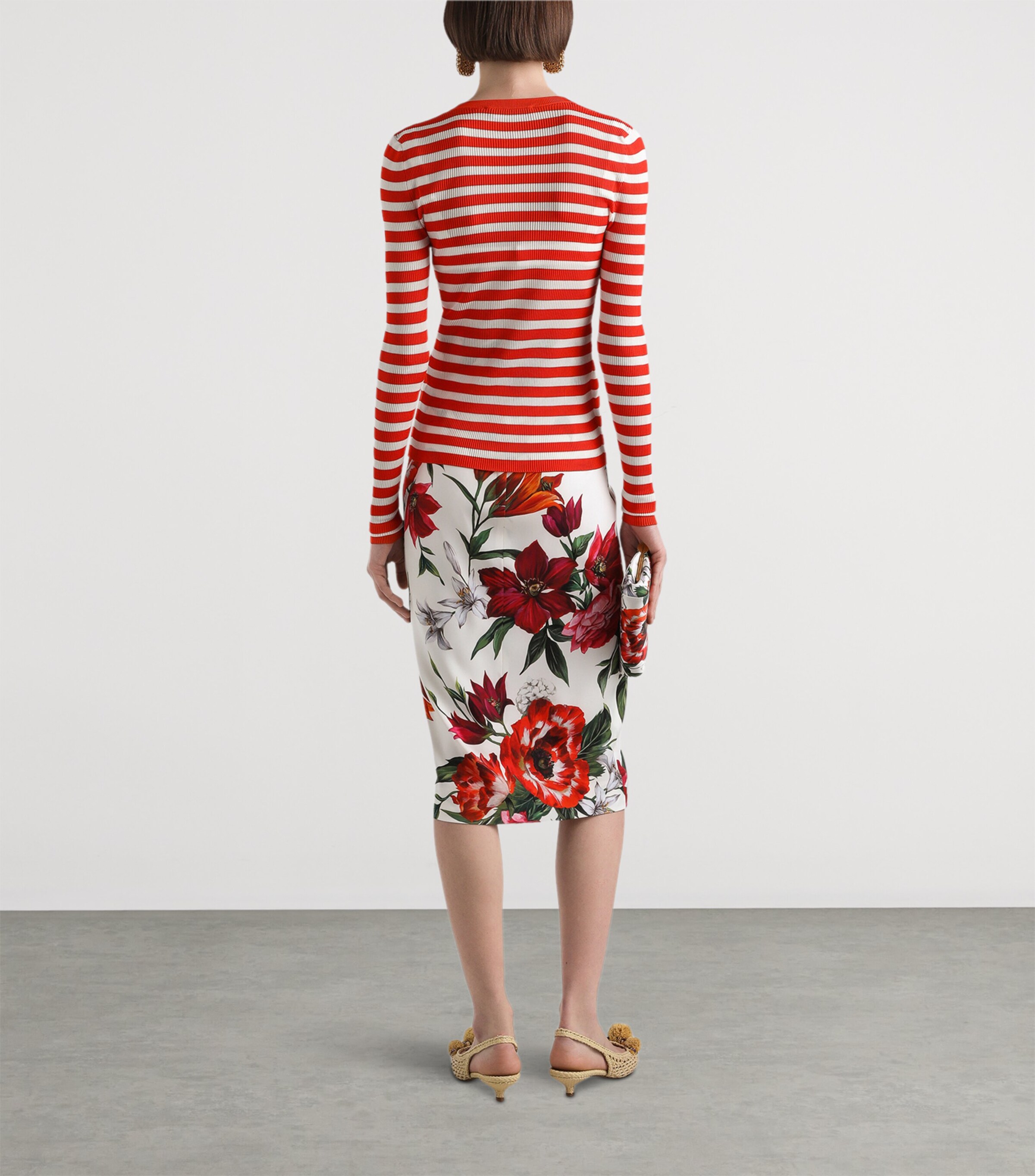 Dolce&Gabbana Womens Stripe Cardigan White/red Image 3