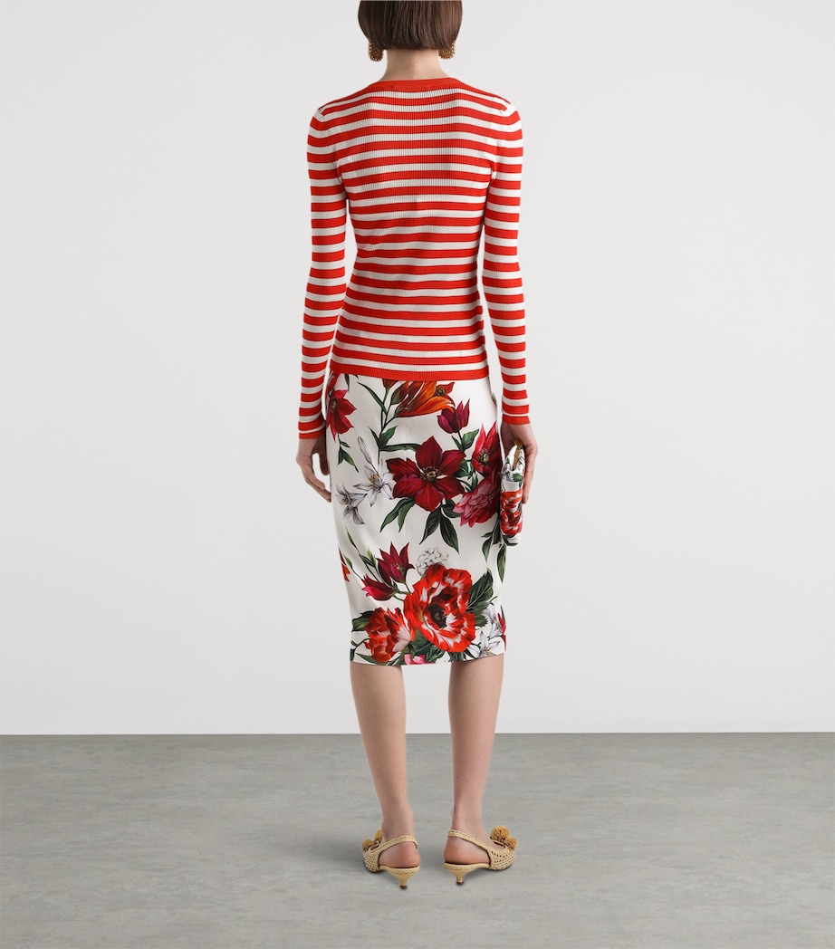 Stripe Cardigan W8266-WHITE/RED Image 3