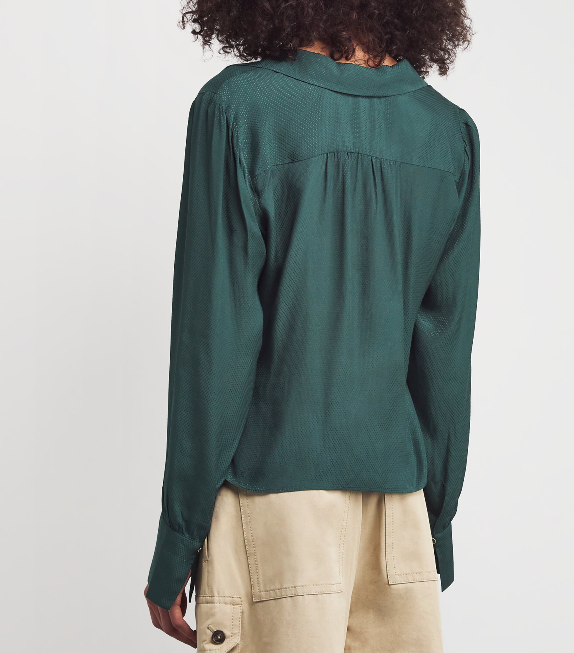 Collared Long-Sleeve Blouse DEEP EMERALD Image 4