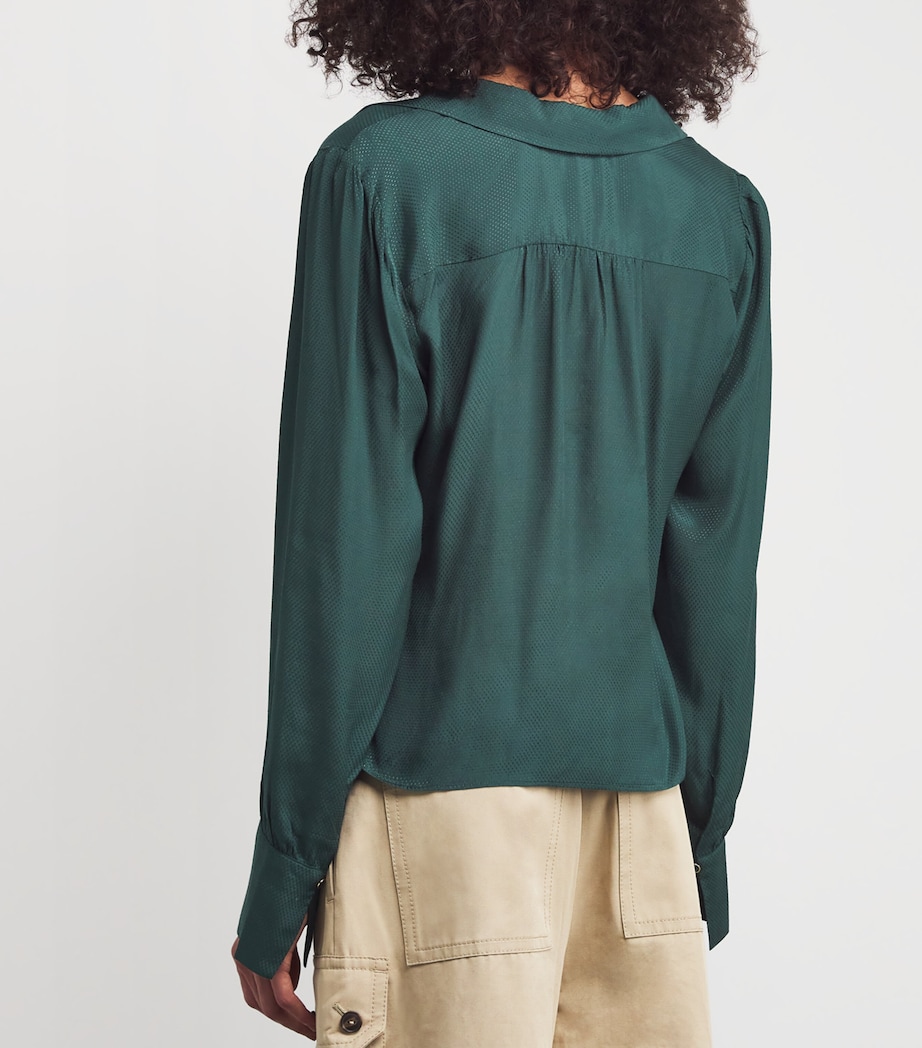 Collared Long-Sleeve Blouse DEEP EMERALD Image 4