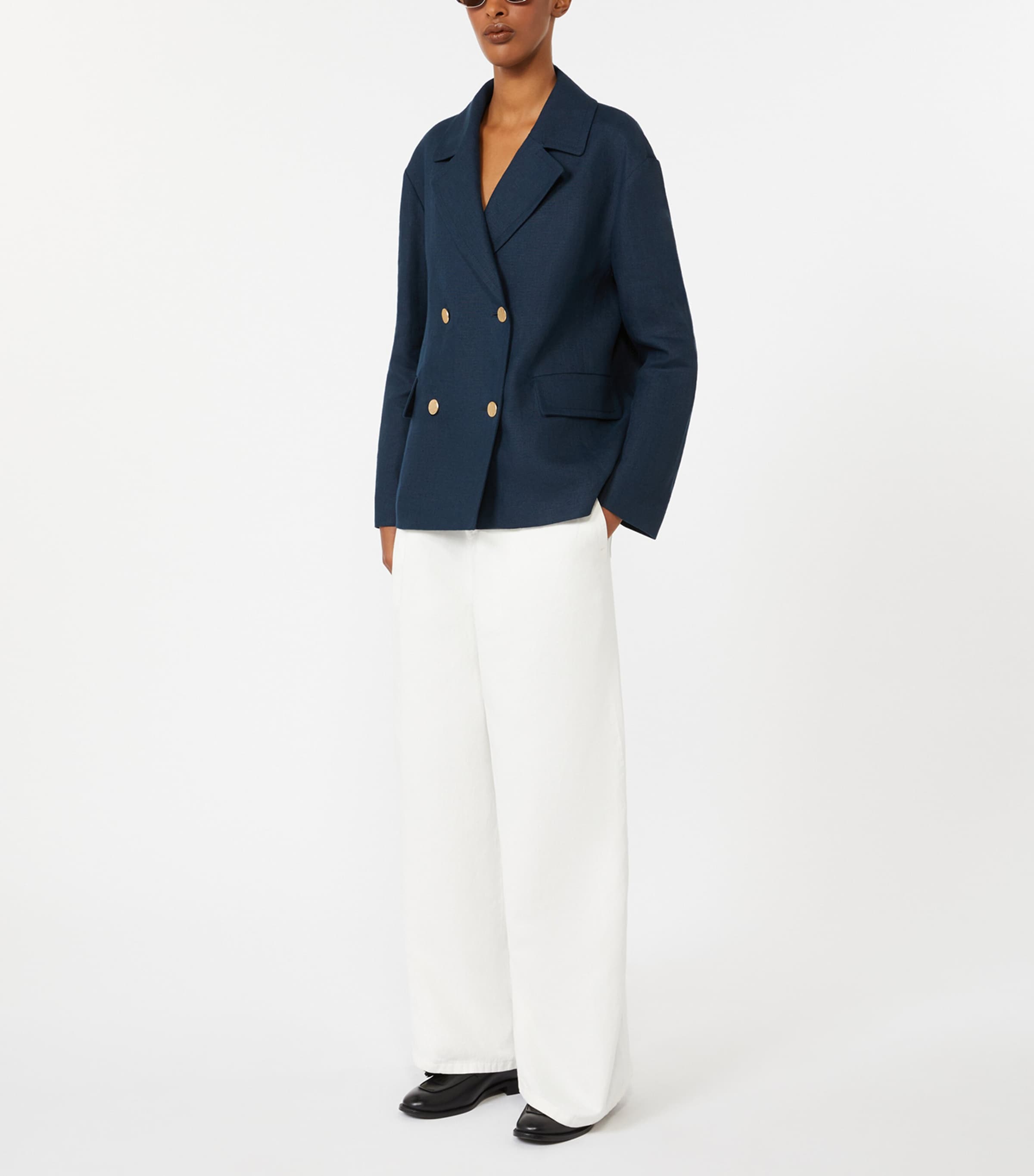 Max Mara Womens Cotton-Linen Aloa Trousers White Image 2