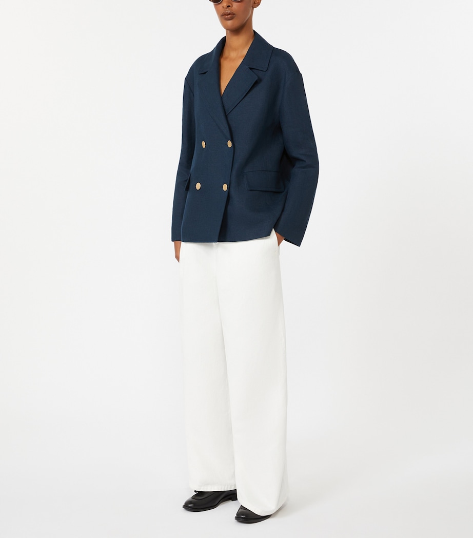 Max Mara Womens Cotton-Linen Aloa Trousers White Image 2