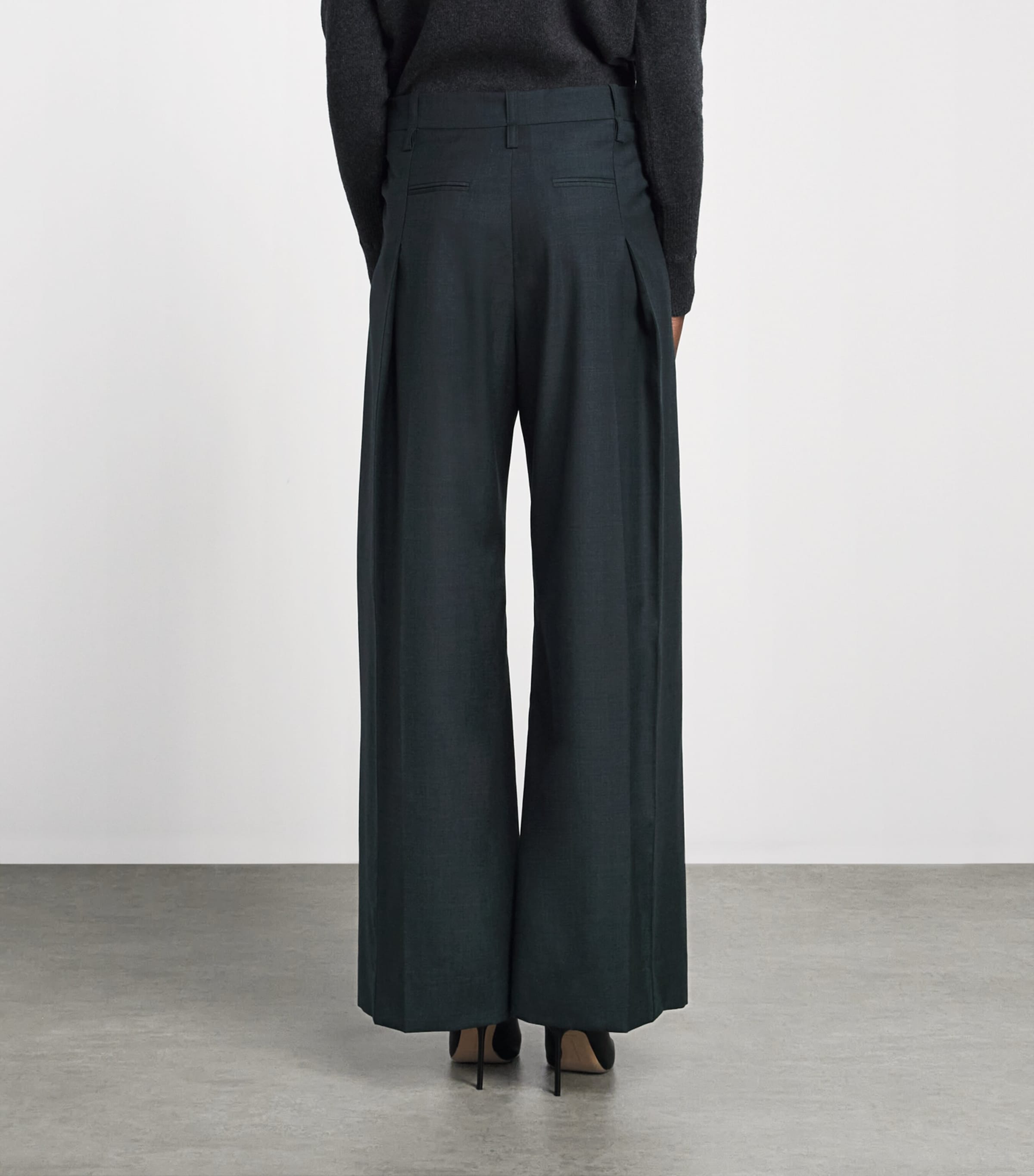 Victoria Beckham Womens Virgin Wool Ethel Trousers Green Image 5