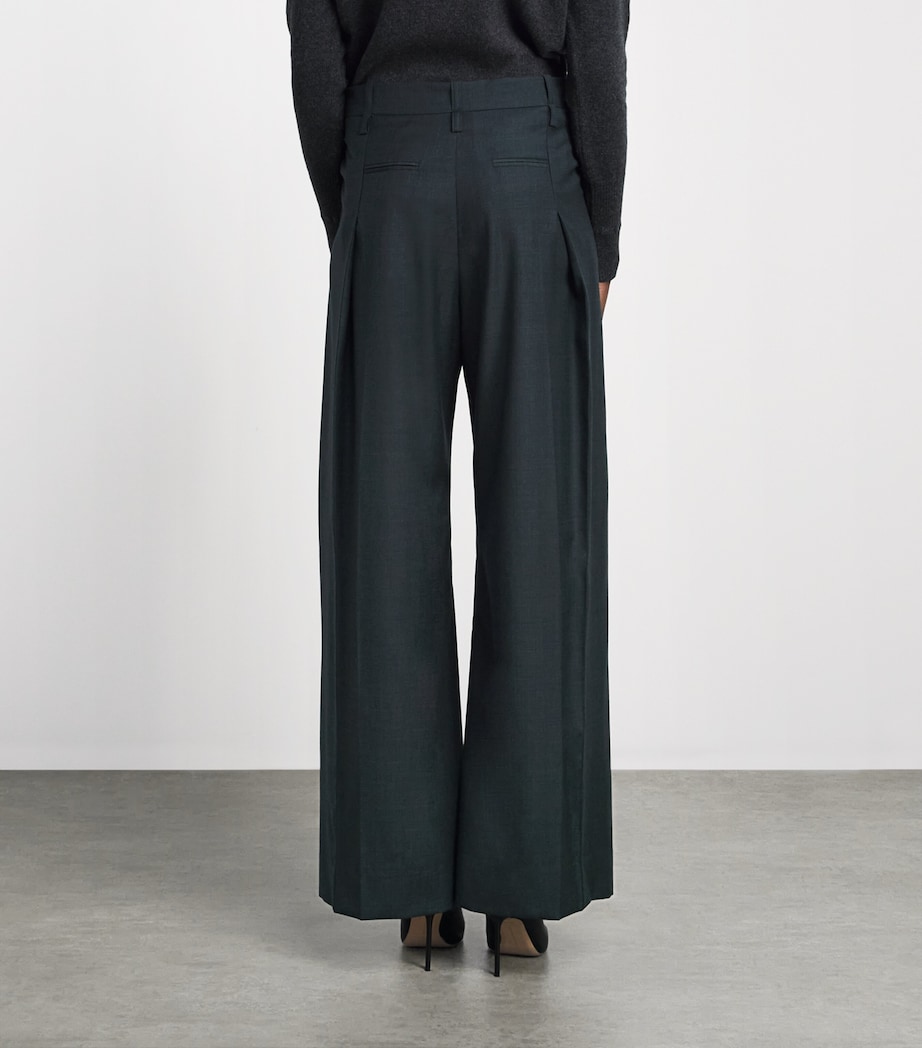 Victoria Beckham Womens Virgin Wool Ethel Trousers Green Image 5