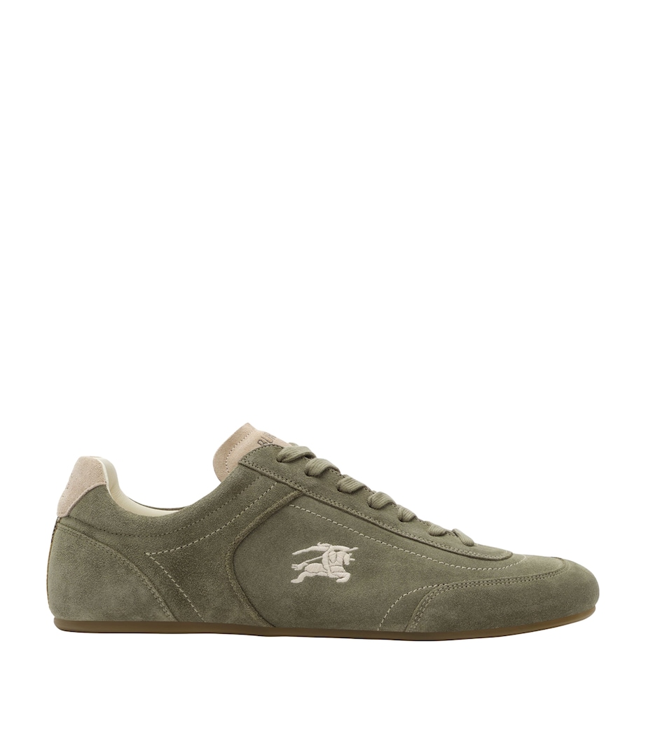 Burberry Mens Suede Knight Runner Sneakers Airforce Green/tawny Image 1