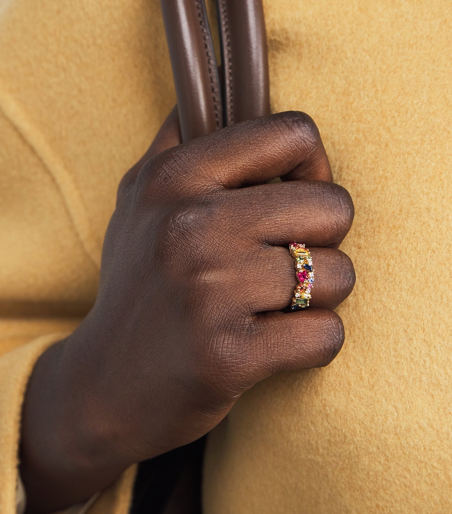 Yellow Gold, Diamond and Rainbow Sapphire La Fantasie Half-Band Ring 18K YG/RS Image 2