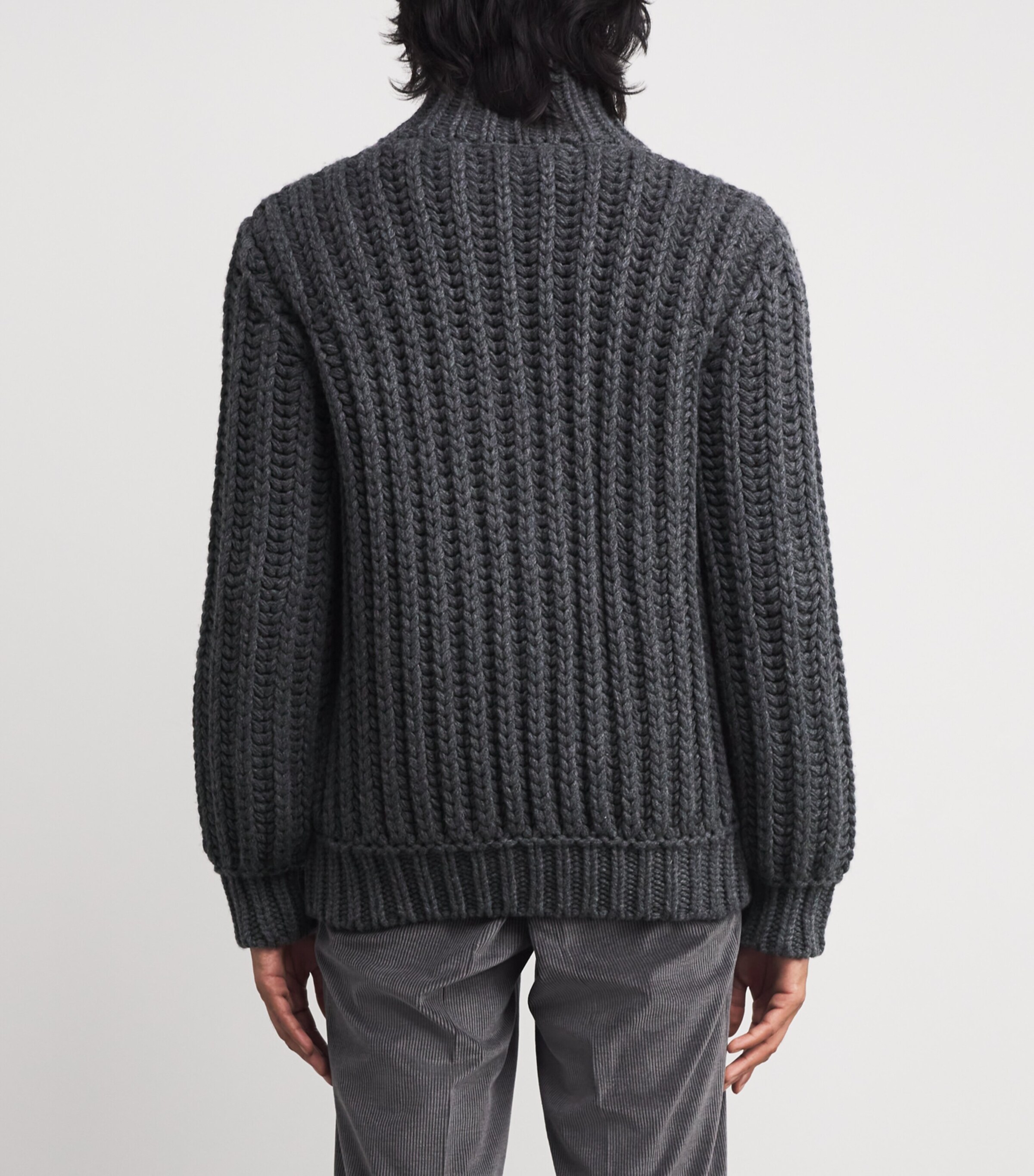 Corneliani Mens Wool-Cashmere Zip-Up Sweater Blue Image 4