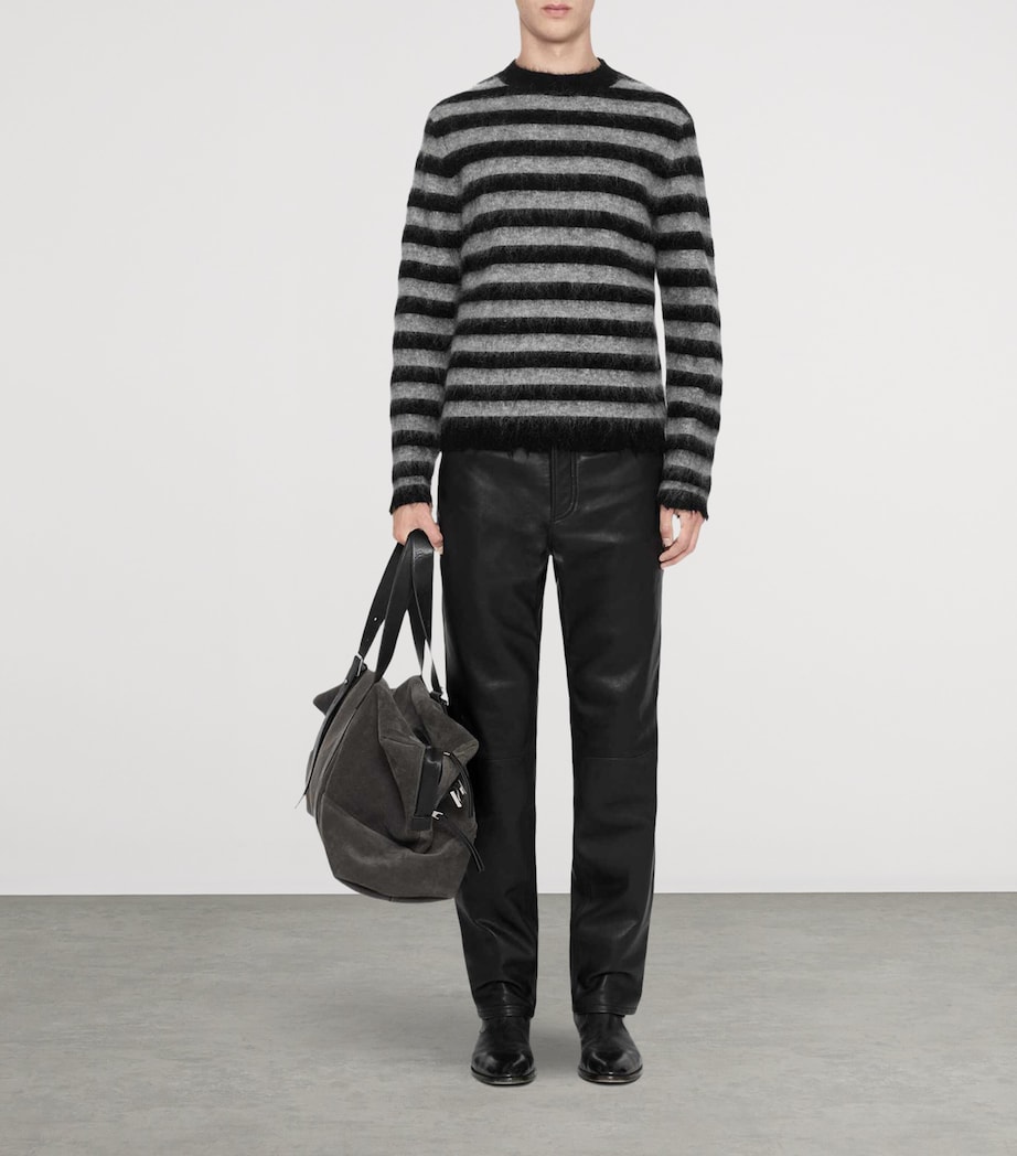 AllSaints Mens Wool-Mohair-Blend Harry Stripe Sweater Blk/monument Grey Image 2