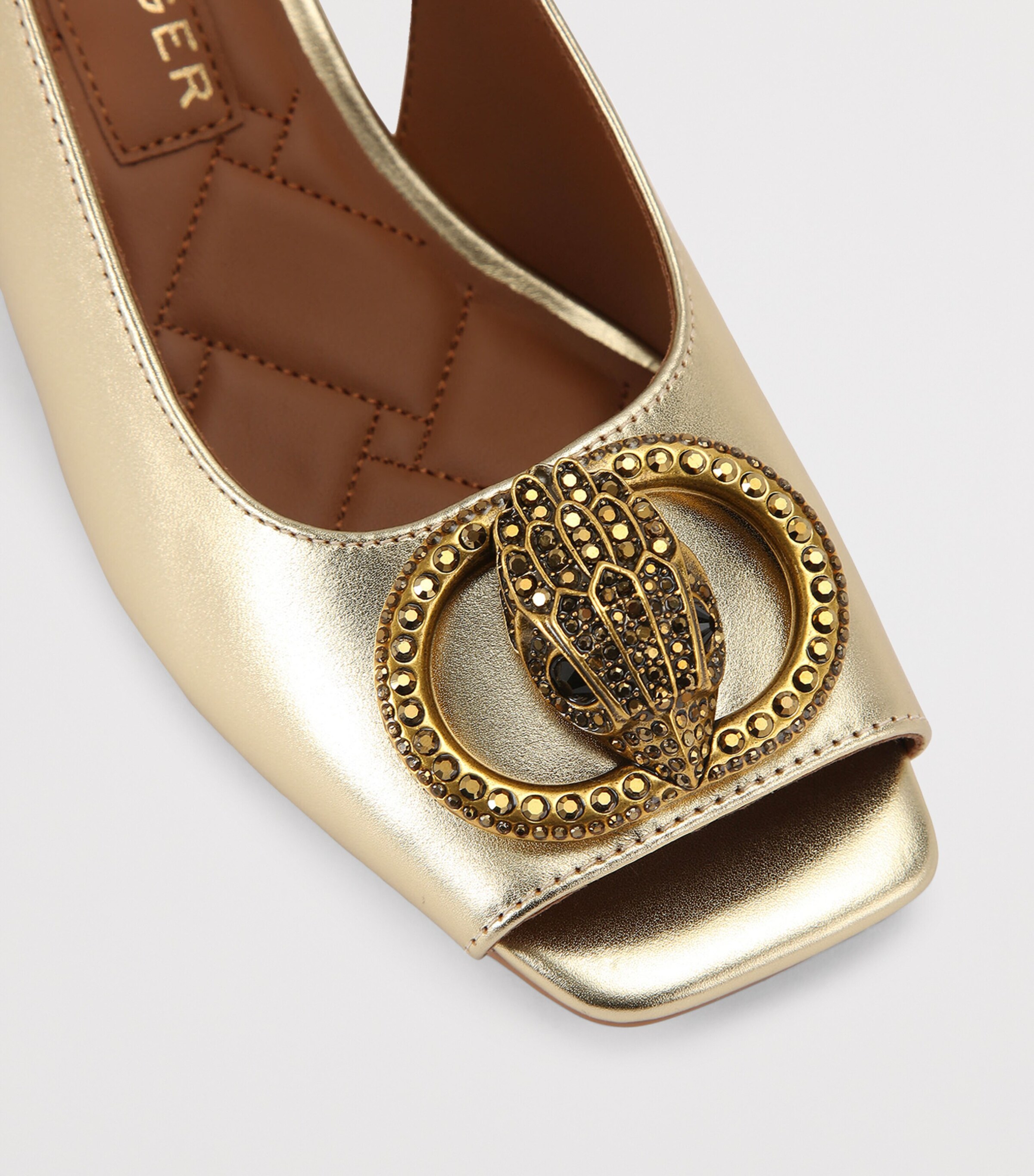 Kurt Geiger London Leather Chelsea Slingback Pumps Gold Image 3