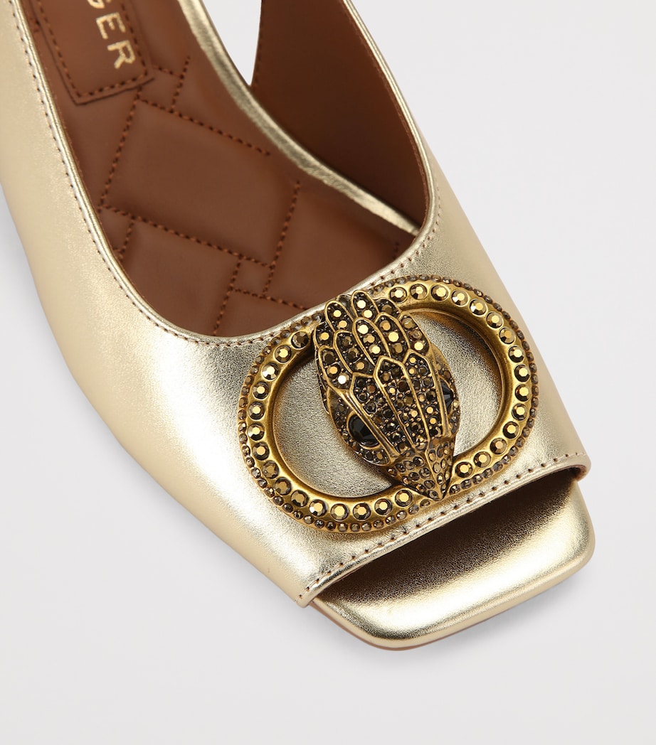 Leather Chelsea Slingback Pumps GOLD Image 3