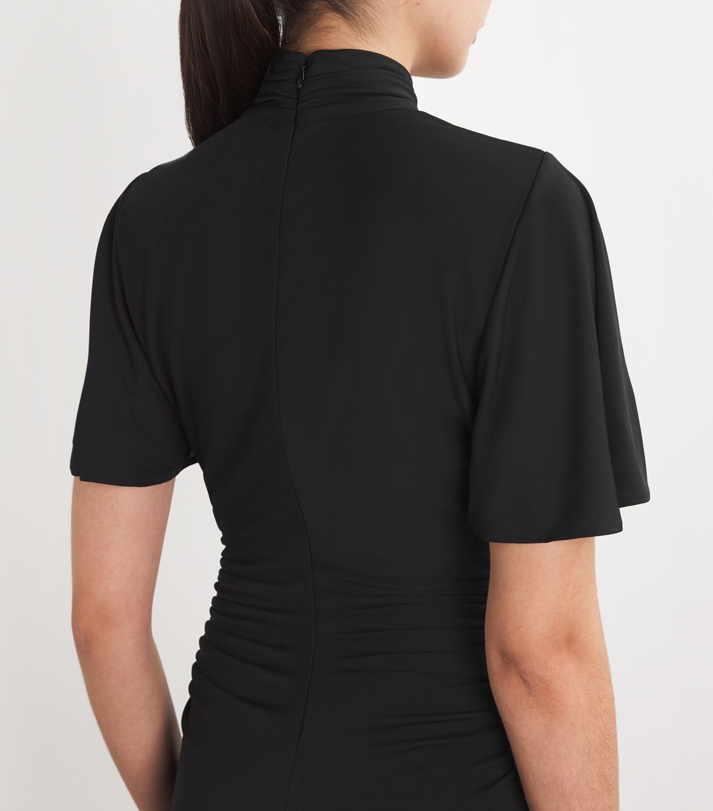 Cinq A Sept Womens Embellished Ruched Rosita Midi Dress Black Image 4