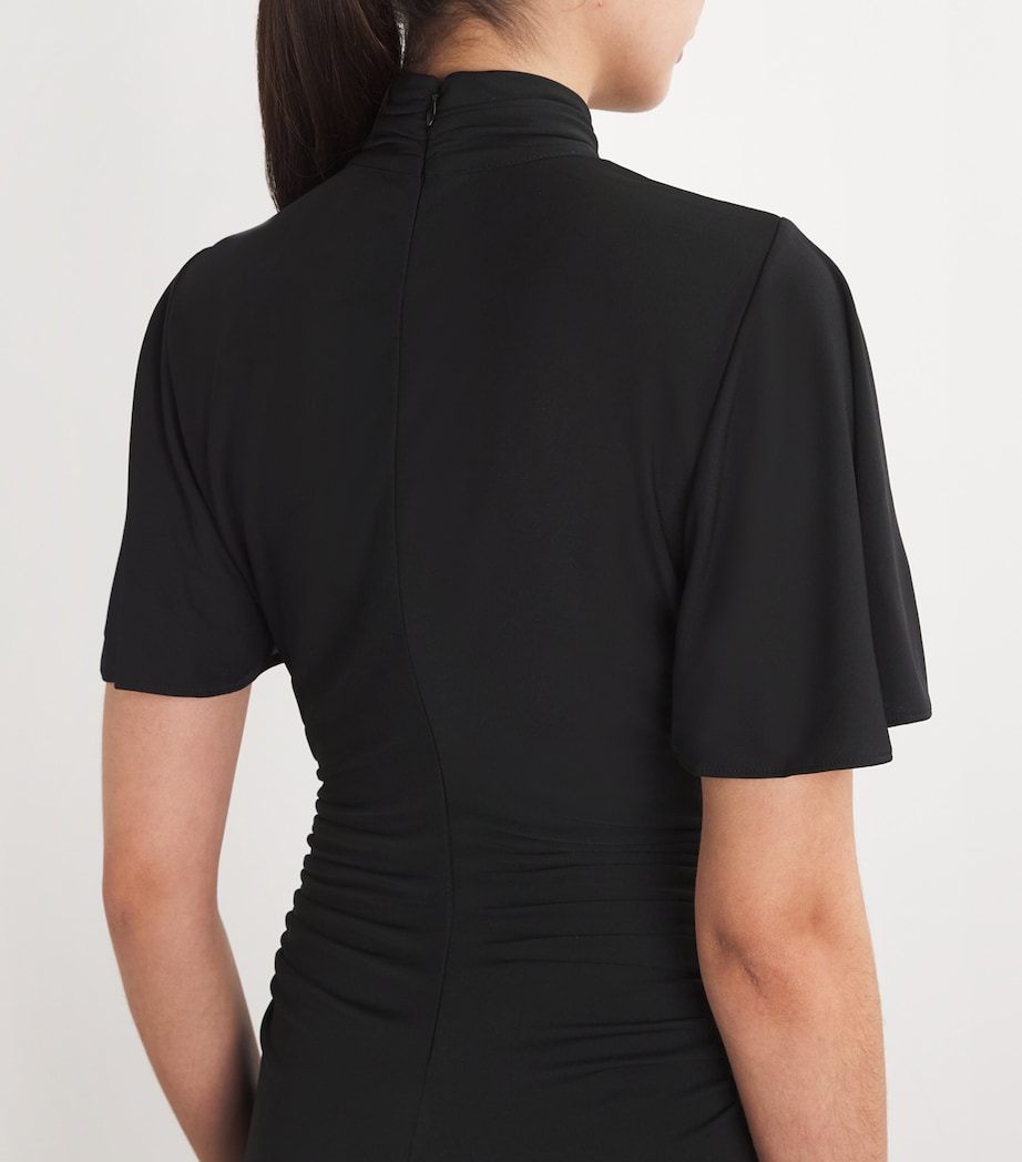 Cinq A Sept Womens Embellished Ruched Rosita Midi Dress Black Image 4