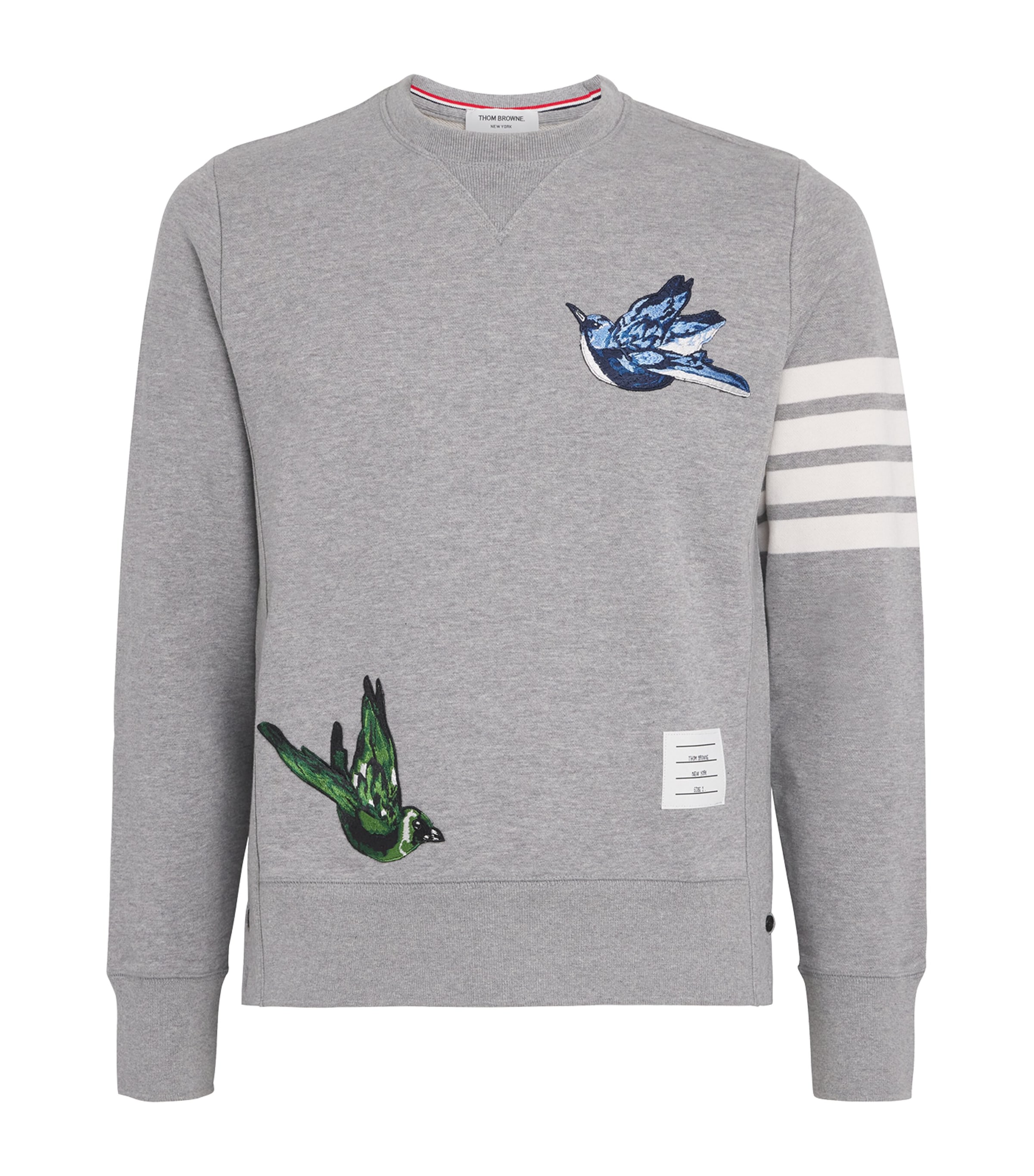 Thom Browne Cotton Embroidered Bird Sweatshirt In Gray