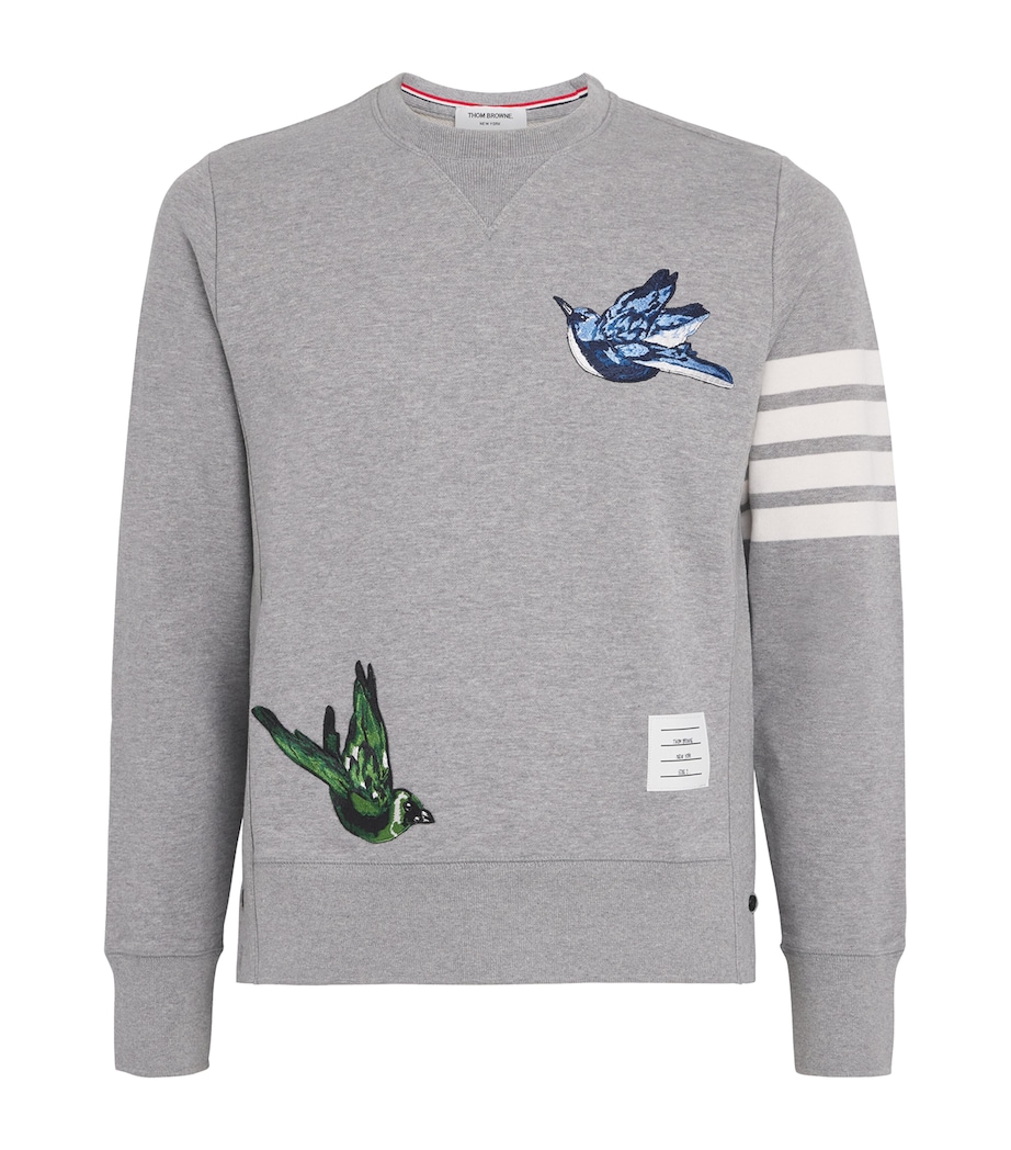 Cotton Embroidered Bird Sweatshirt LIGHT GREY Image 1