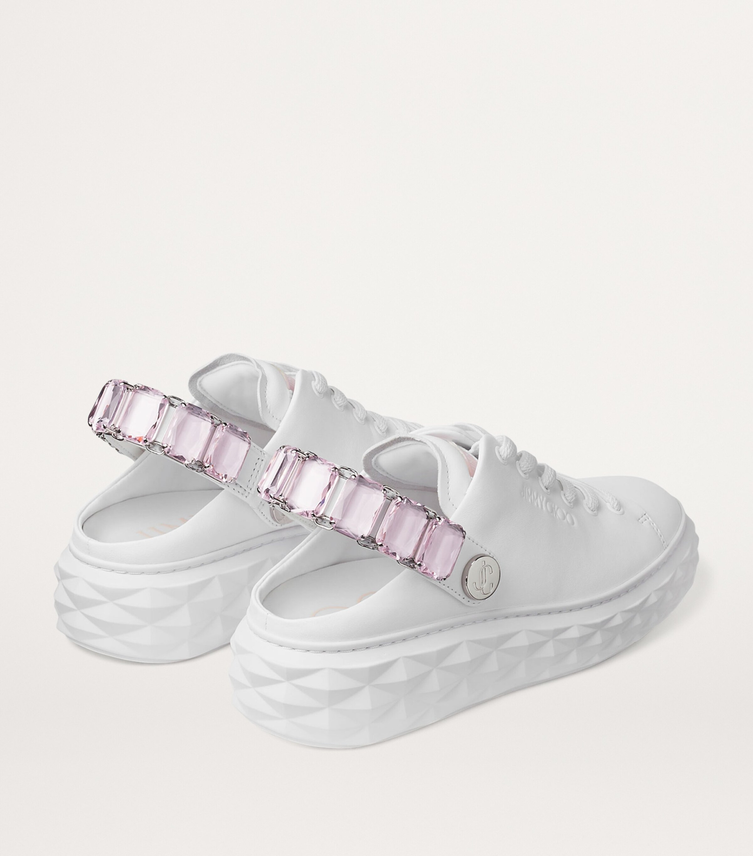 Jimmy Choo Diamond Maxi Leather Slingback Sneakers V White/powder Pink Image 4