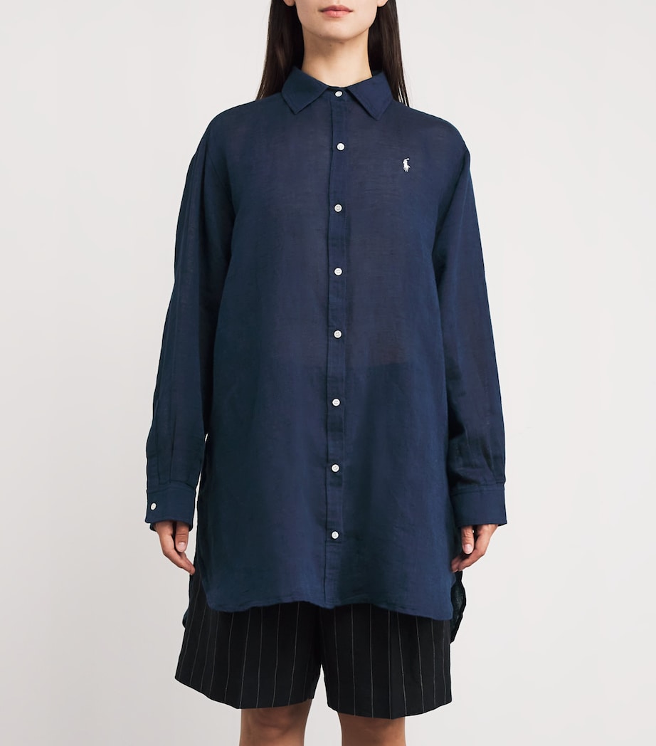 Organic Cotton-Linen Boyfriend Shirt NAVY Image 3