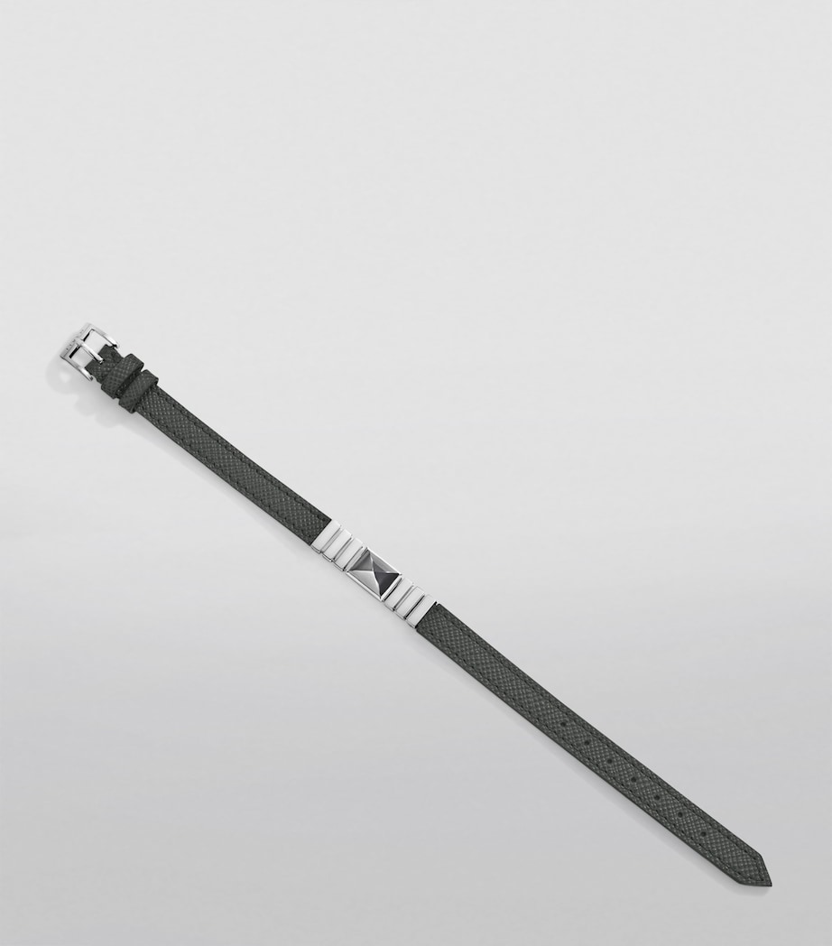 White Gold and Saffiano Leather UNII Bracelet WHITE GOLD Image 3