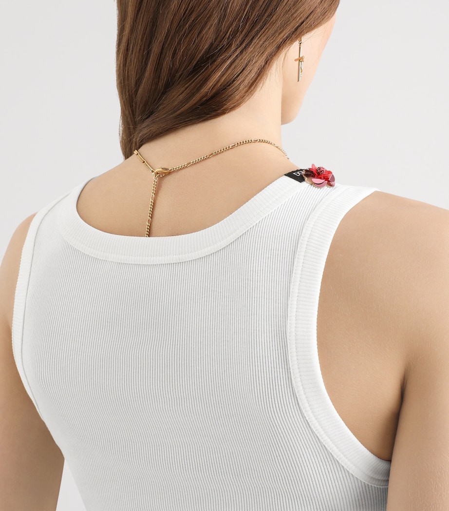 Dolce&Gabbana Womens Cotton Embellished Tank Top Natu Image 5