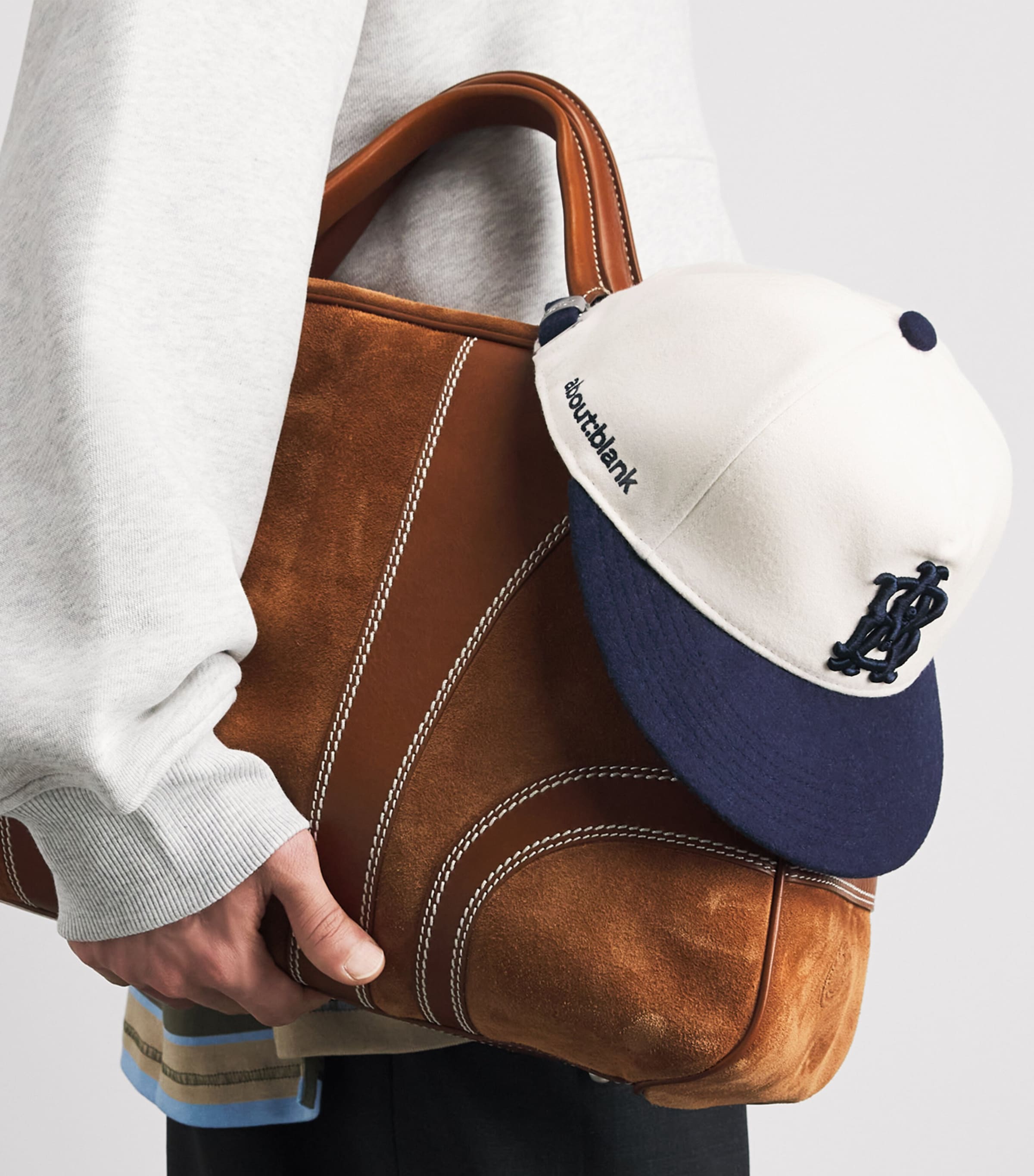 about:blank Wool-Blend Contrast Monogram Cap Ecru/navy Image 4