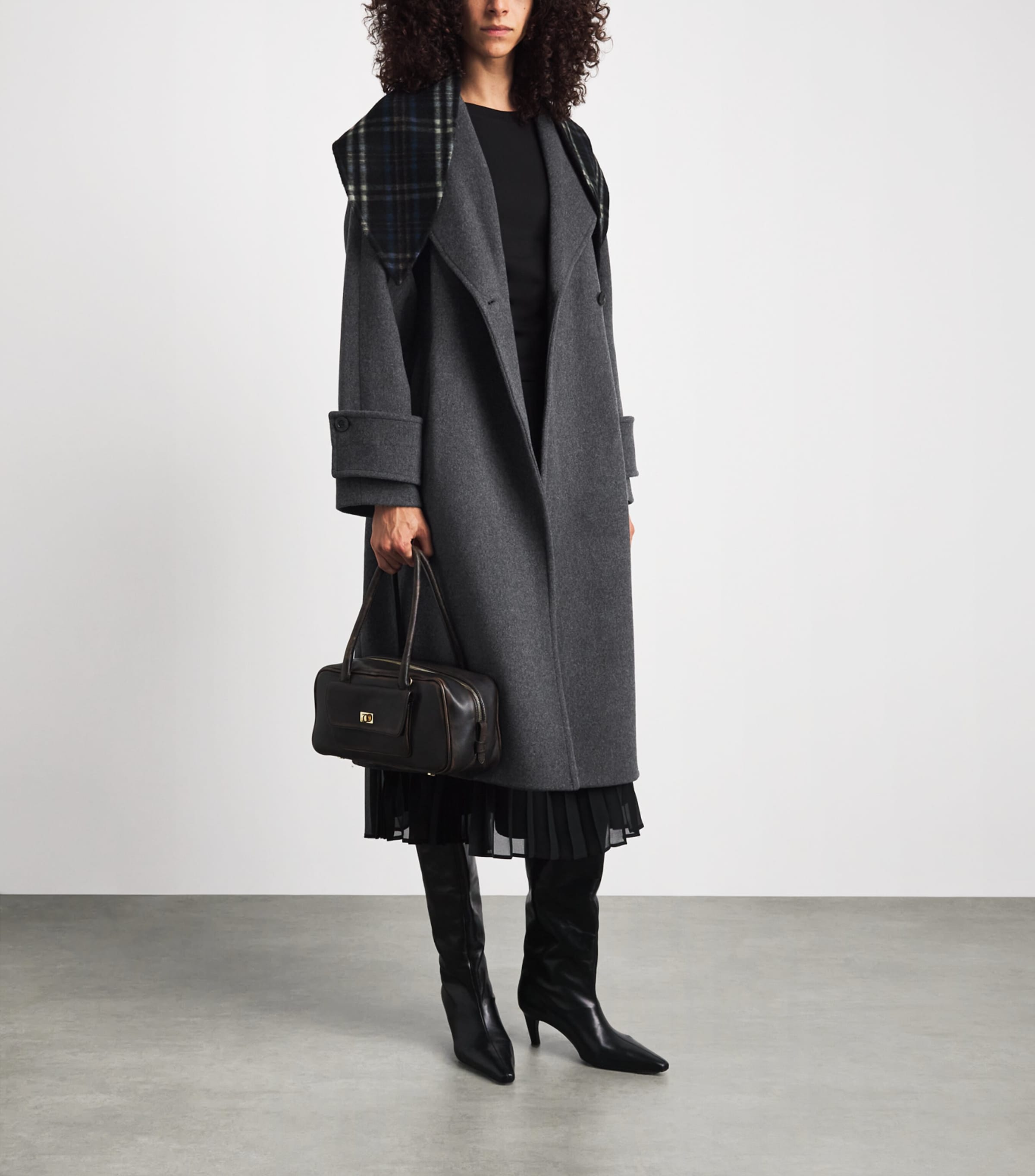 Claudie Pierlot Womens Wool-Blend Belted Coat Gris Image 2